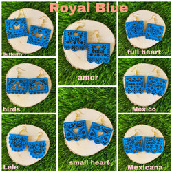 Image of Beautiful Hand Made Wooden Papel Picado Earrings - Artisan Made Earrings from Guadalajara, Mexico - Earrings