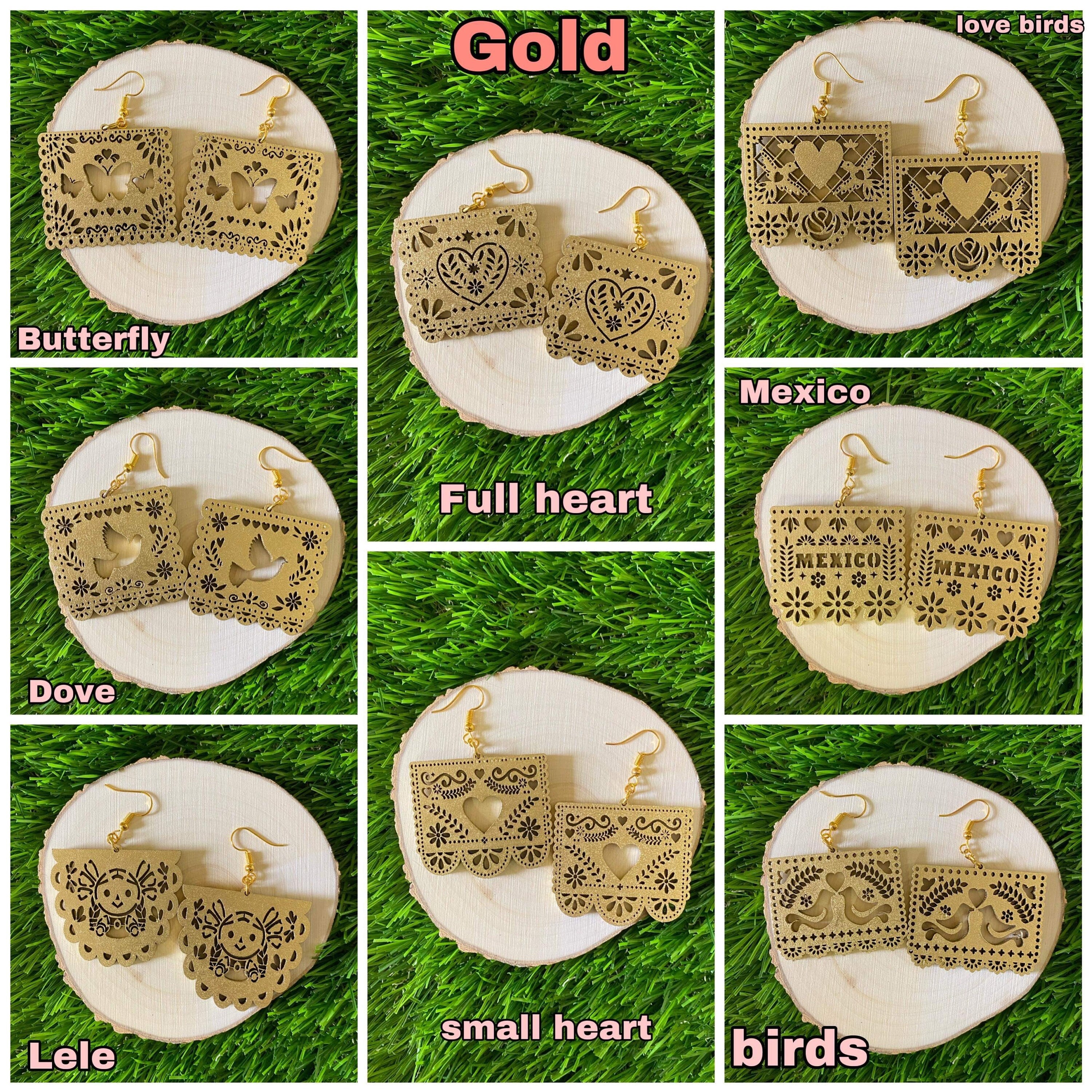 Beautiful Hand Made Wooden Papel Picado Earrings - Artisan Made Earrings from Guadalajara, Mexico - Earrings