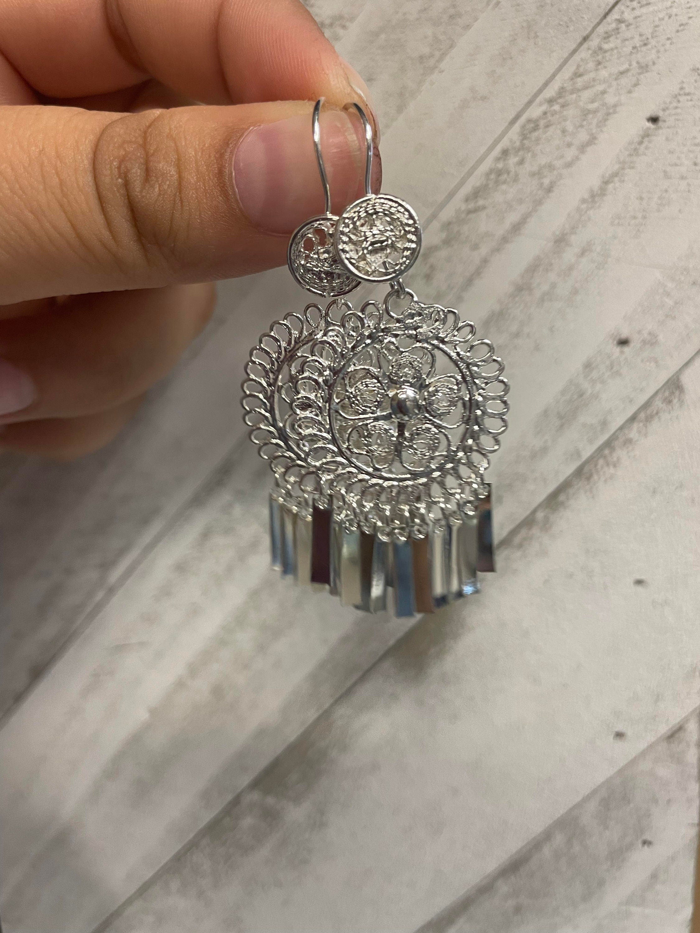 Gorgeous and Elegant Mexican Artisanal Silver Plated Filigree Earrings - Beautiful Folkloric Earrings made by our Oaxaca Artisan Partners