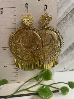 Image of 3 Margaritas-Gorgeous & Elegant Mexican Gold Plated Filigree Earrings