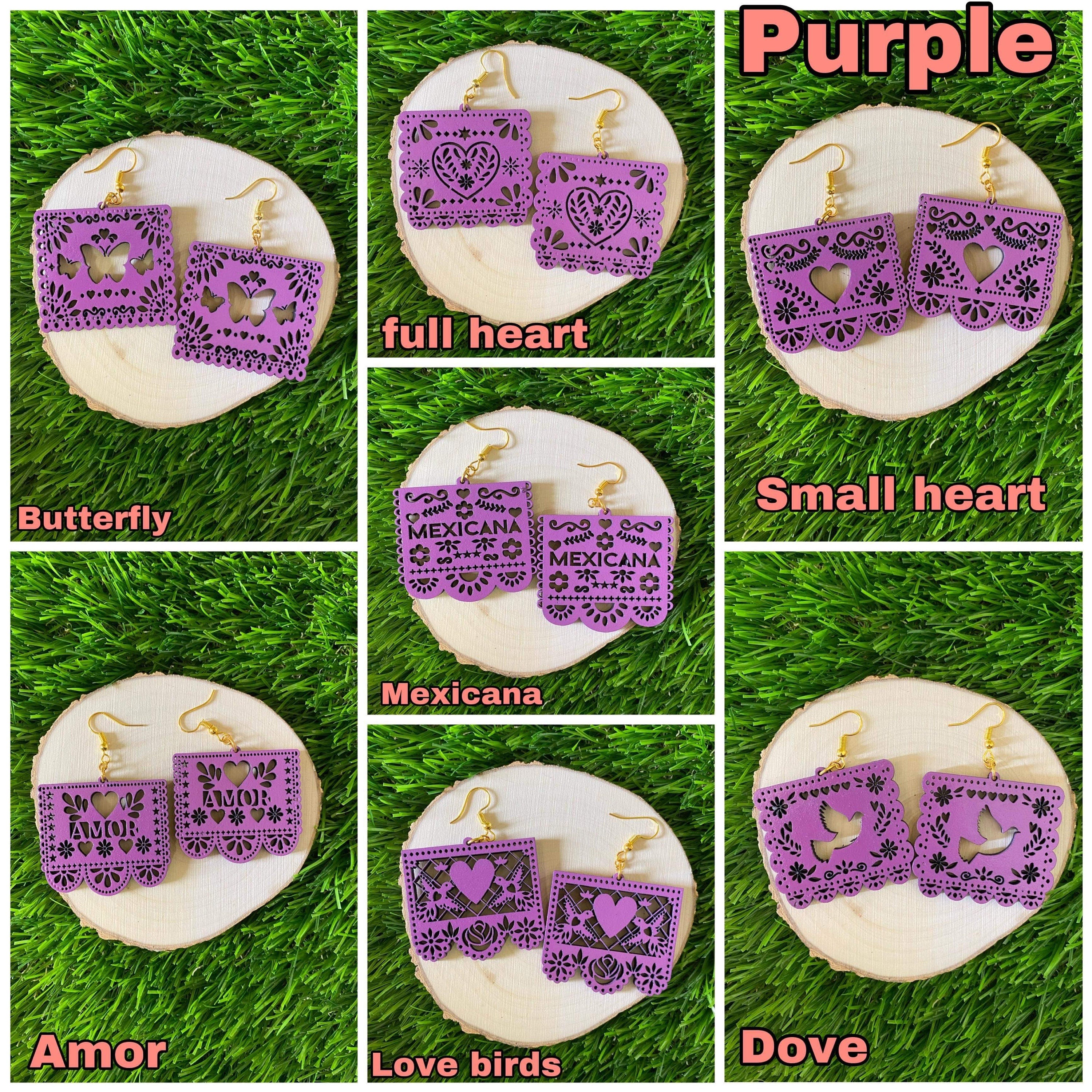 Image of Beautiful Hand Made Wooden Papel Picado Earrings - Artisan Made Earrings from Guadalajara, Mexico - Earrings