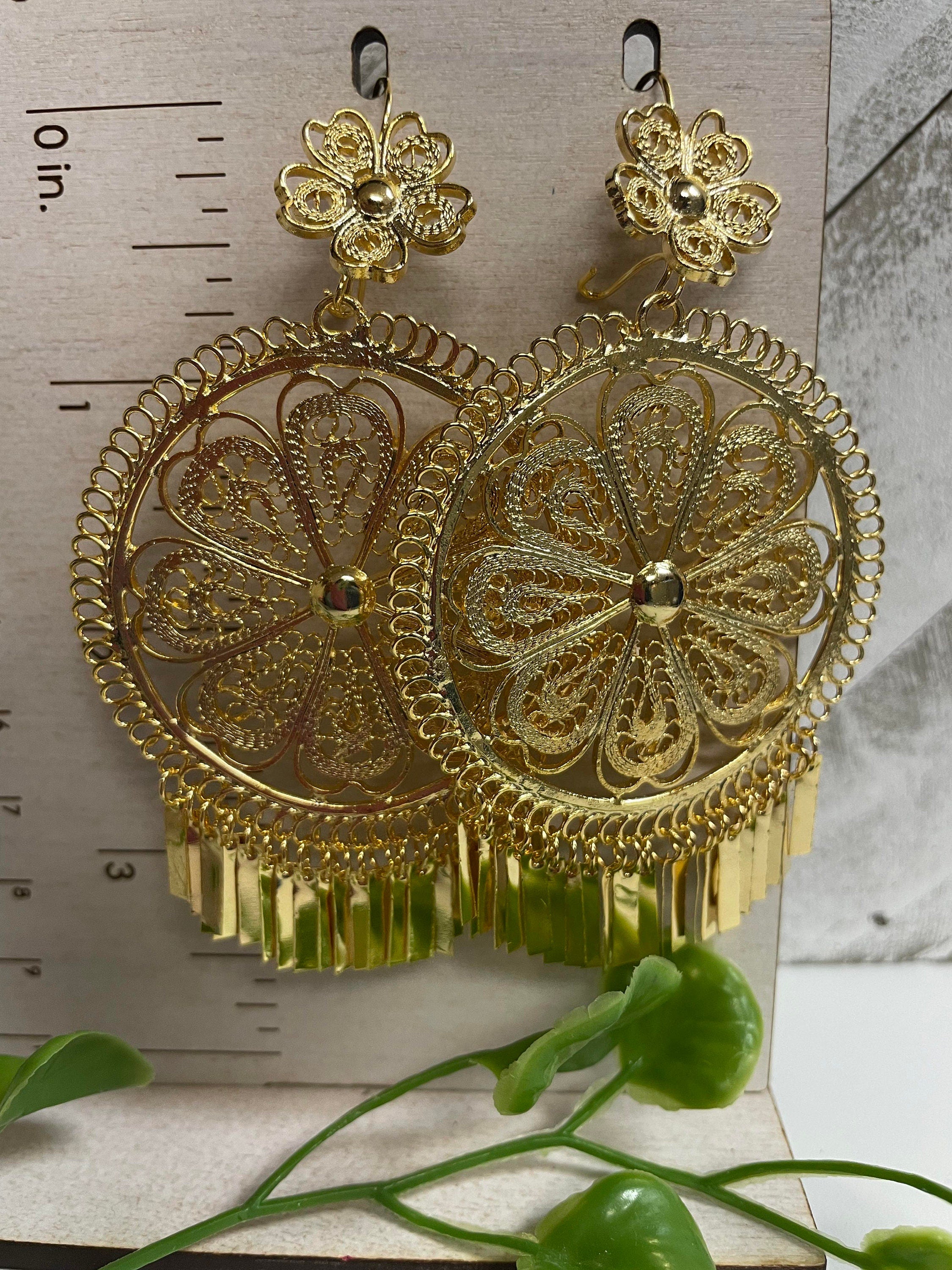 Margarita-Gorgeous & Elegant Mexican Artisanal Gold Plated Filigree Earrings, beautifully made by our Oaxaca Partners