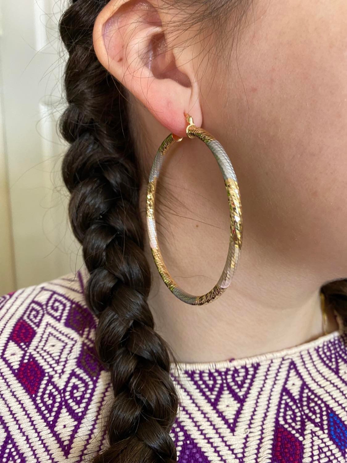 Image of Beautiful Gold Plated Hoop Earrings - Artisanal Earrings - Artisan Made Earrings