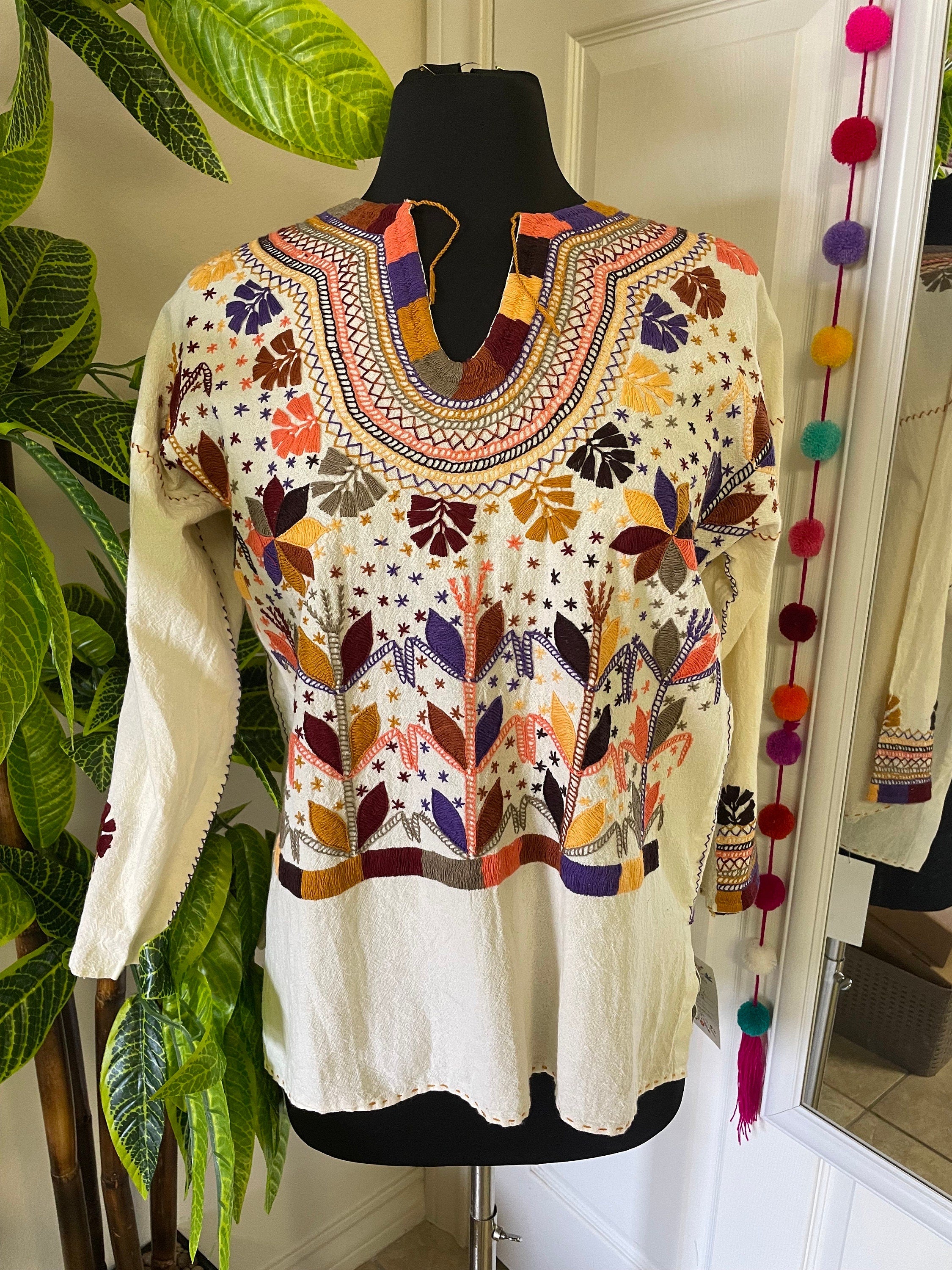 Beautiful Floral Embroidered Blouse - Mexican Embroidered Blouse - Floral Designs