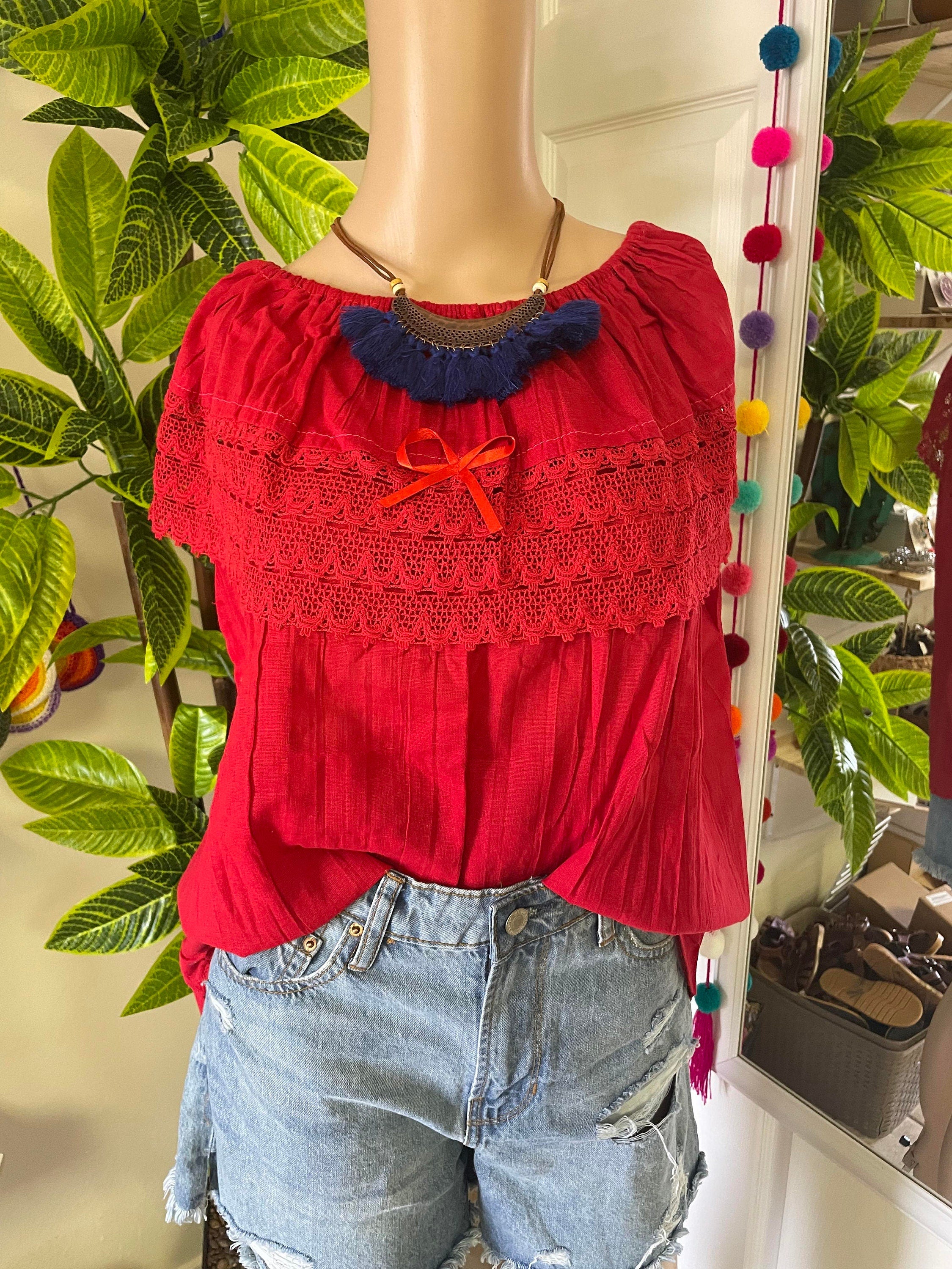 Image of Summer Loose Fit Top - Artisan Made Blouse - Fresh Trendy Top - S/M