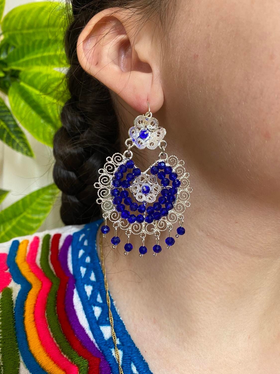 Image of Traditional Mexican Artisanal Earrings - Beautiful Gold Plated Folkloric Earrings made by our Oaxaca Artisan Partners