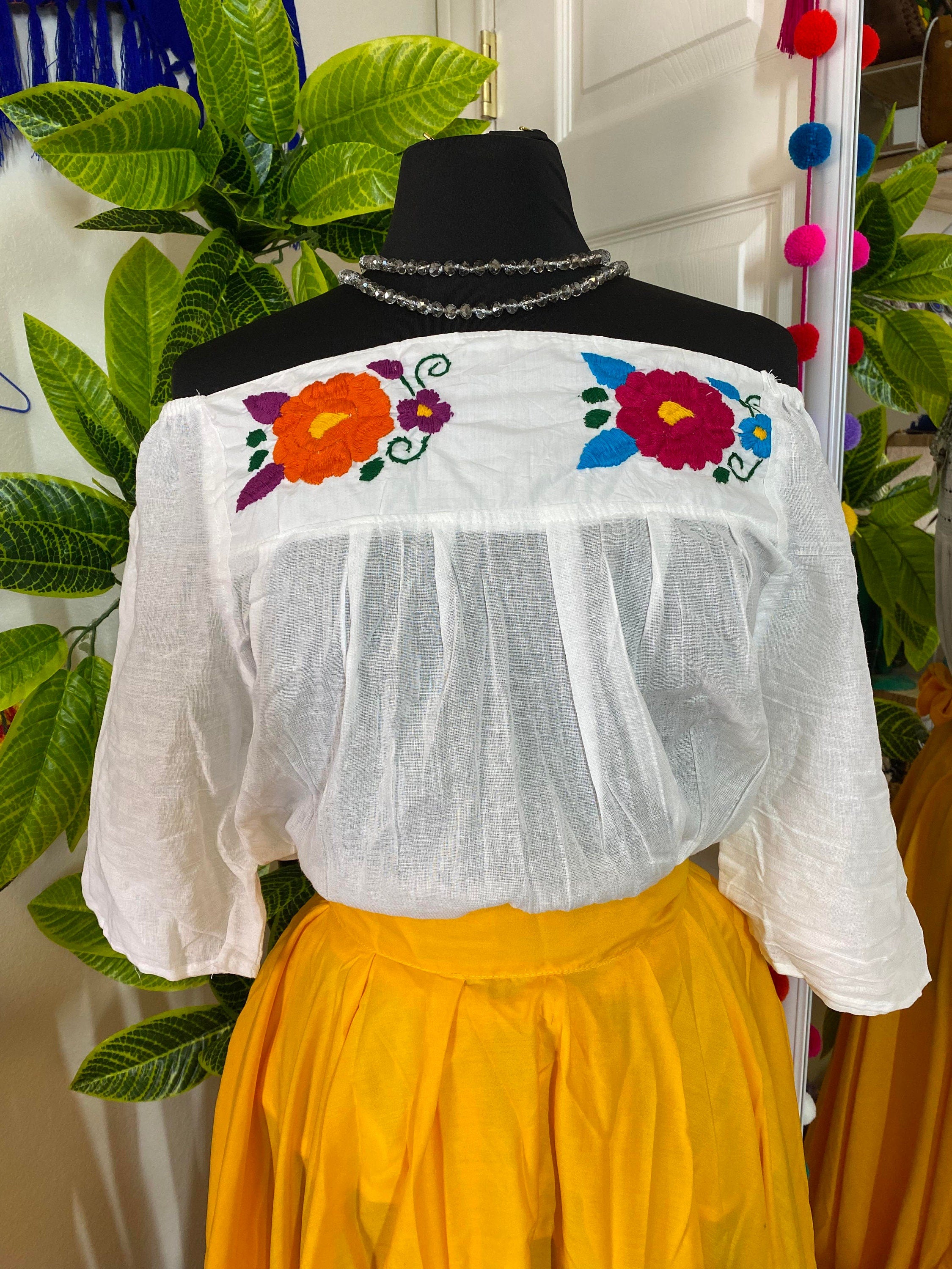 Image of Off The Shoulder Embroidered Loose Fit Gauze Blouse