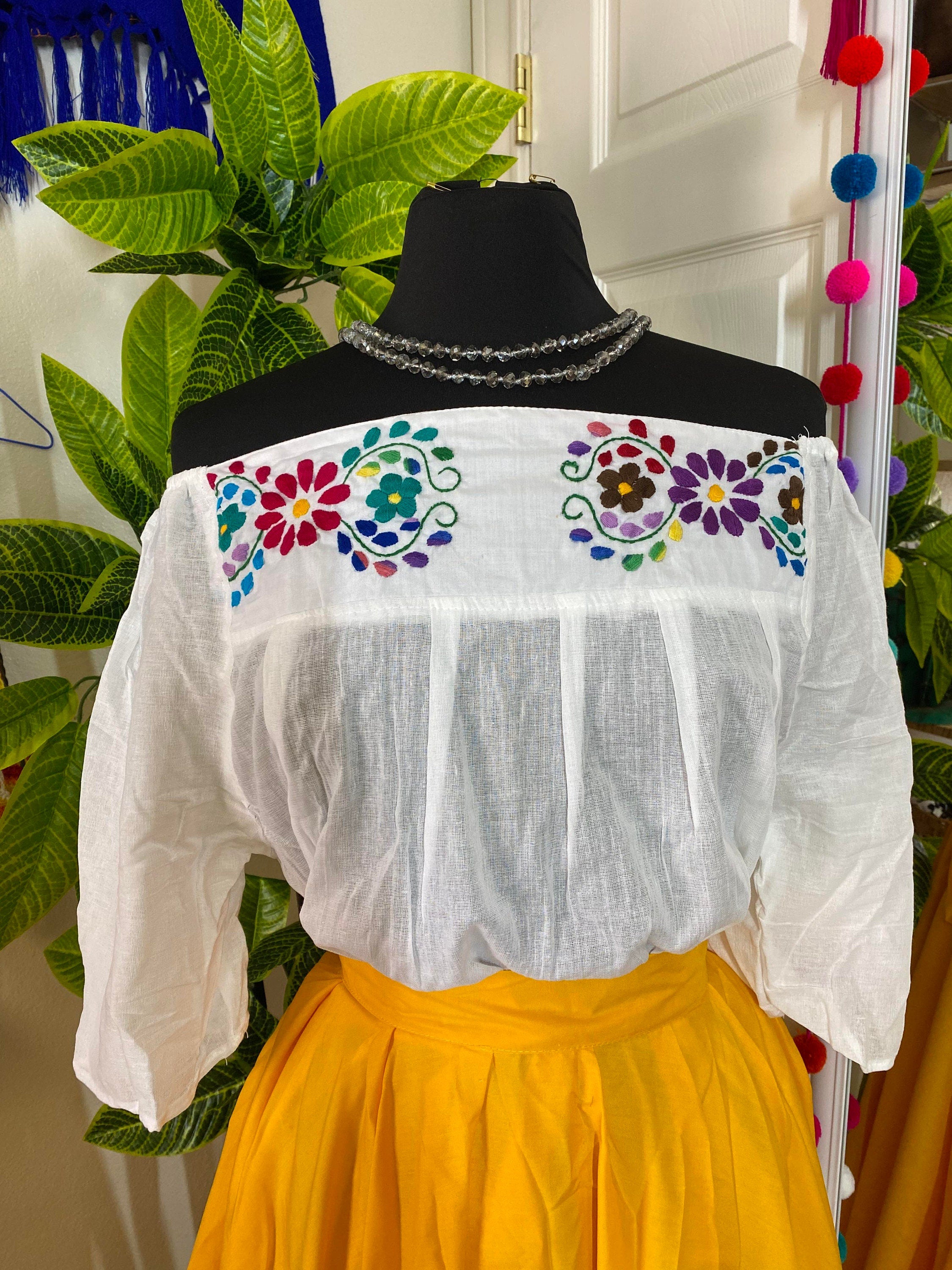 Off The Shoulder Embroidered Loose Fit Gauze Blouse