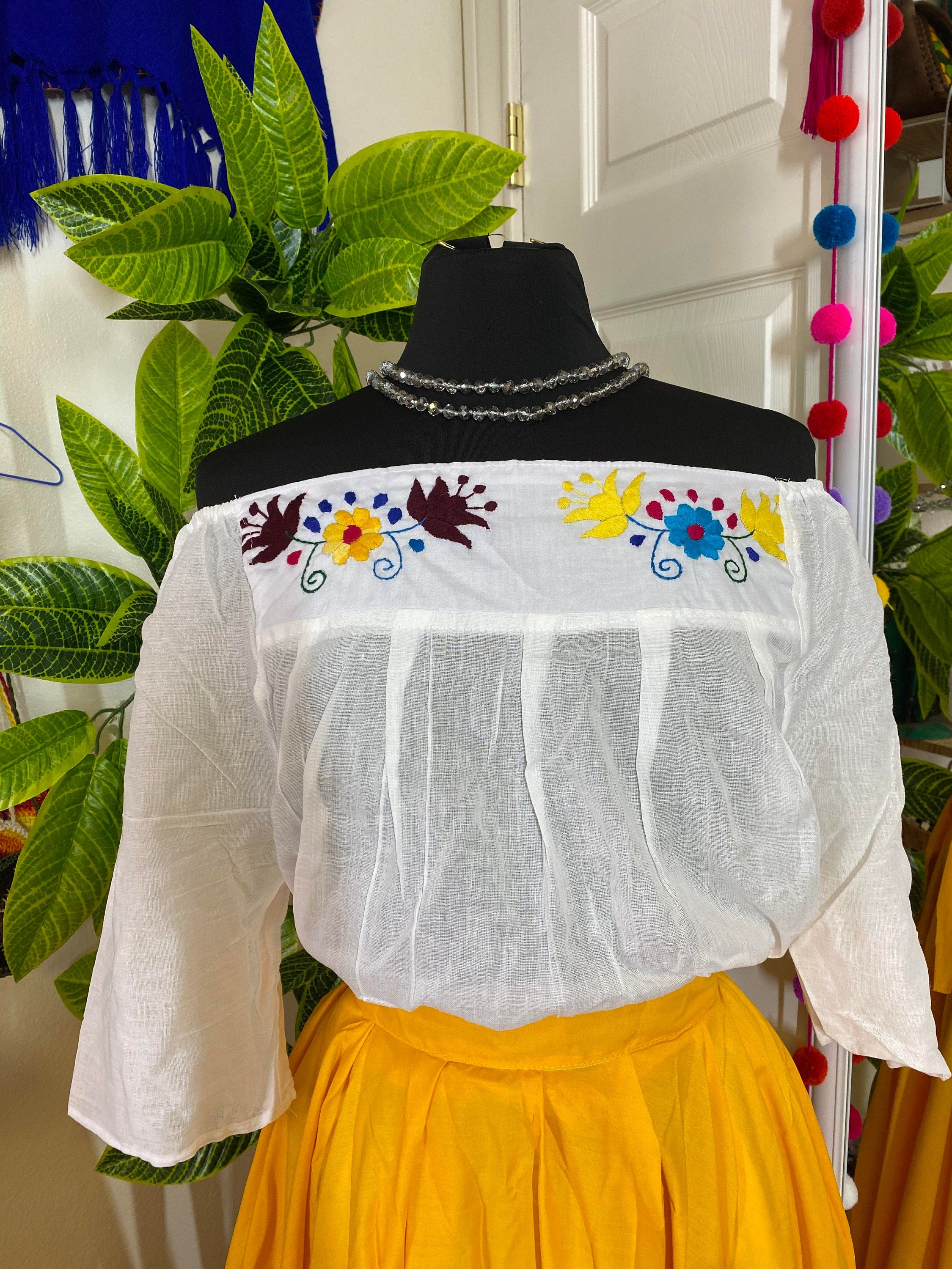 Off The Shoulder Embroidered Loose Fit Gauze Blouse