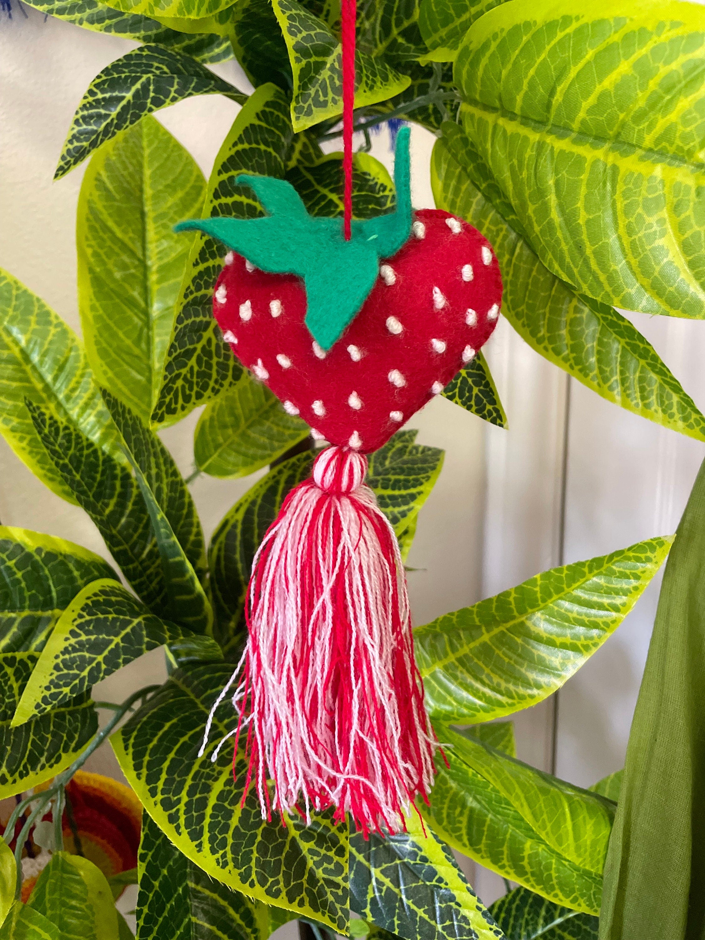 Image of Berry Heart Handmade Tassel PomPom - Artisan Made PomPom - Decor