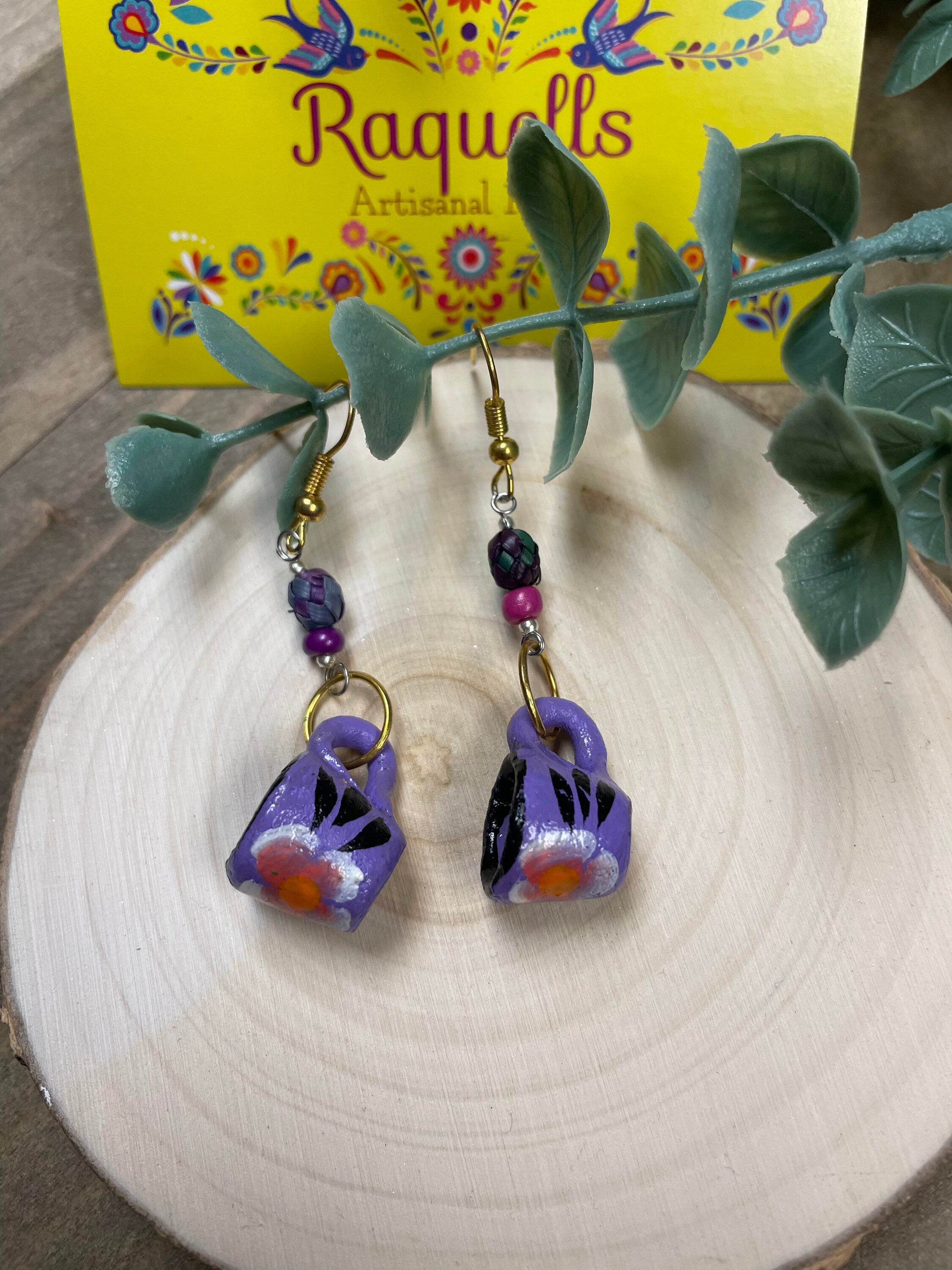 Image of Beautiful Handmade Artisanal Earrings - Mexican Pottery Earrings