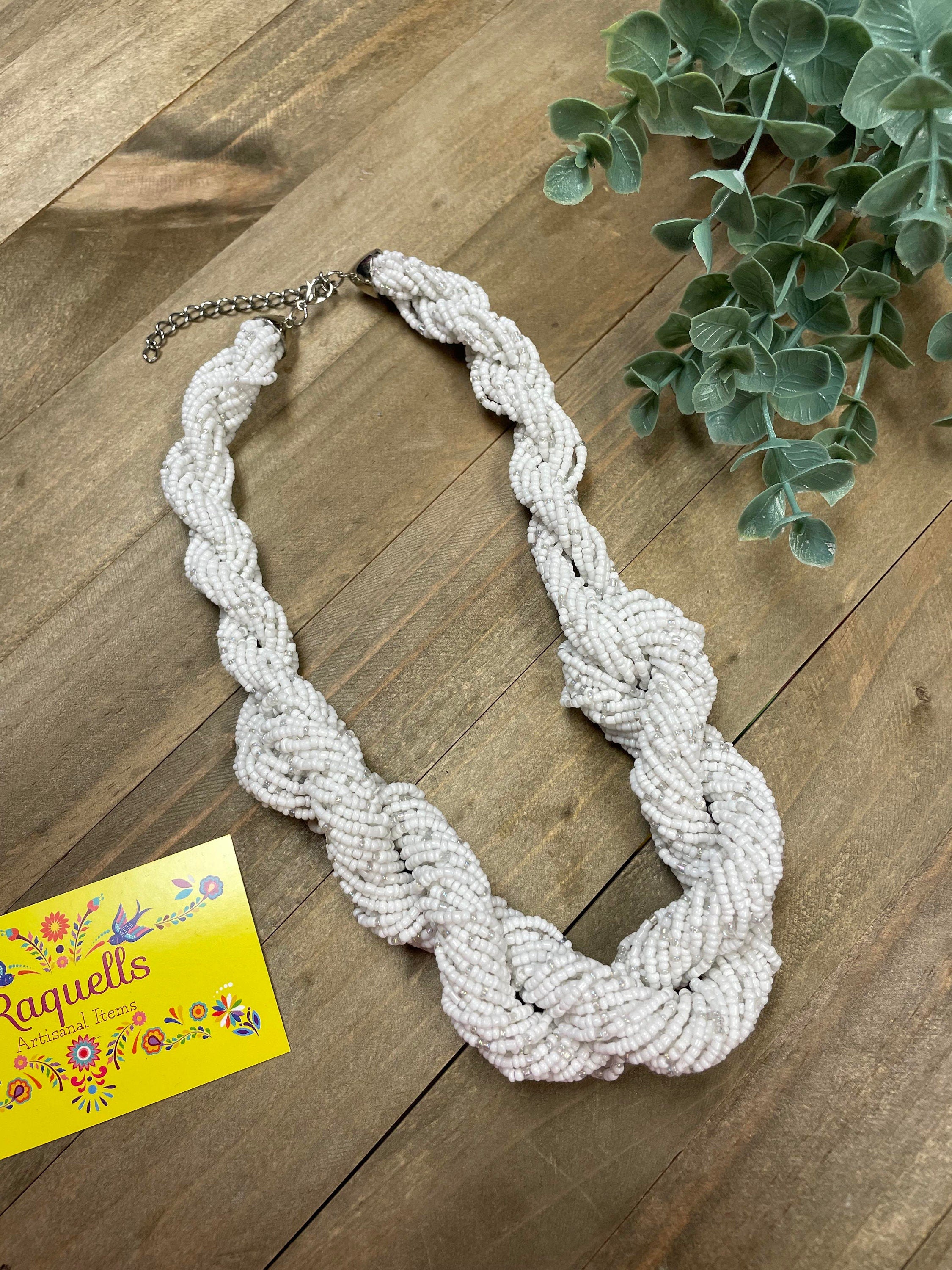 Beautiful Artisanal Mexican Beaded Jewelry - Braided Necklace - Made by our Oaxaca Artisan Partners