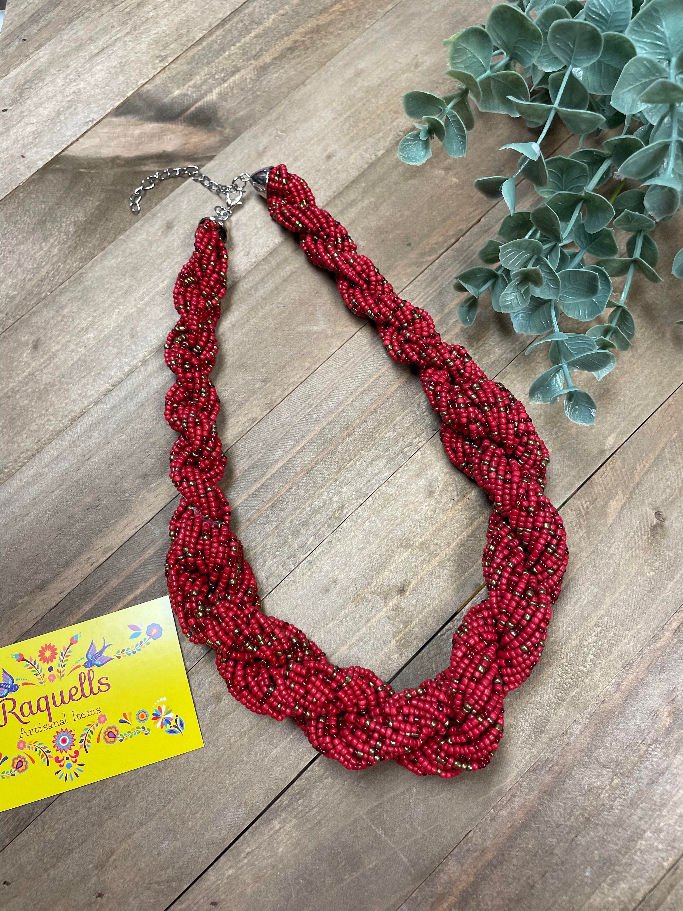 Image of Beautiful Artisanal Mexican Beaded Jewelry - Braided Necklace - Made by our Oaxaca Artisan Partners