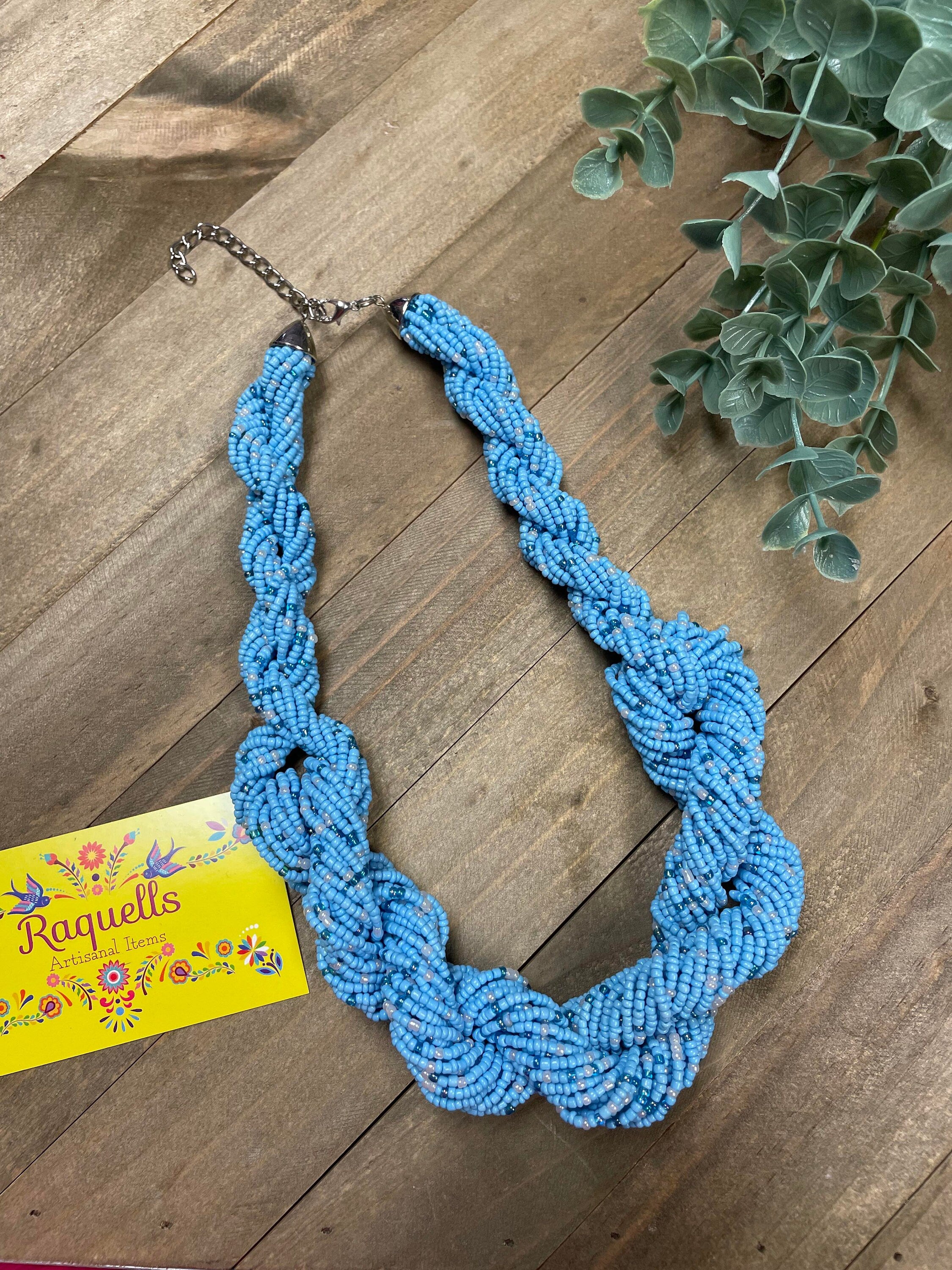 Image of Beautiful Artisanal Mexican Beaded Jewelry - Braided Necklace - Made by our Oaxaca Artisan Partners