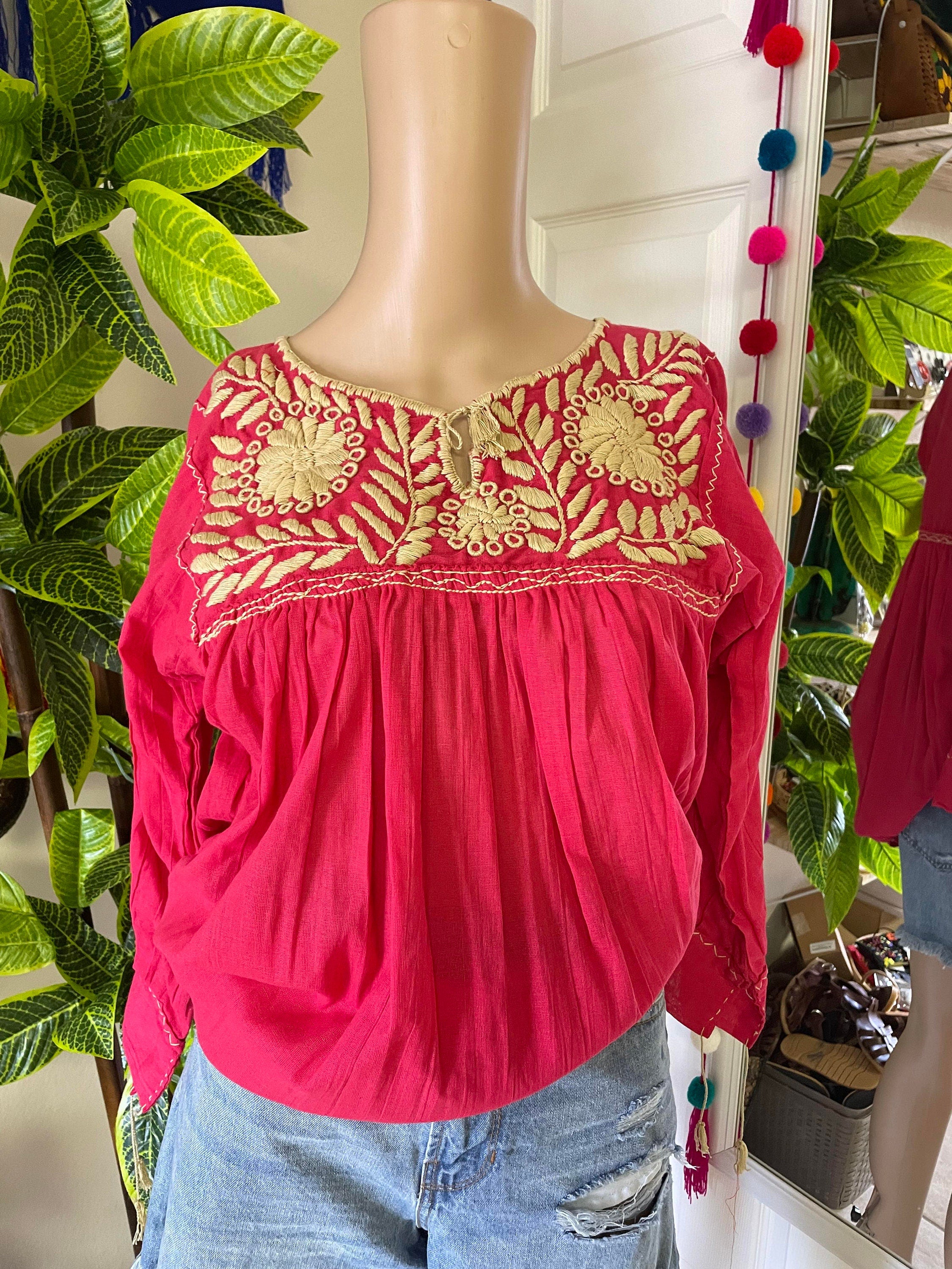 Nice and Gorgeous Gauze Blouse w/Gorgeous Embroidered Flower designs