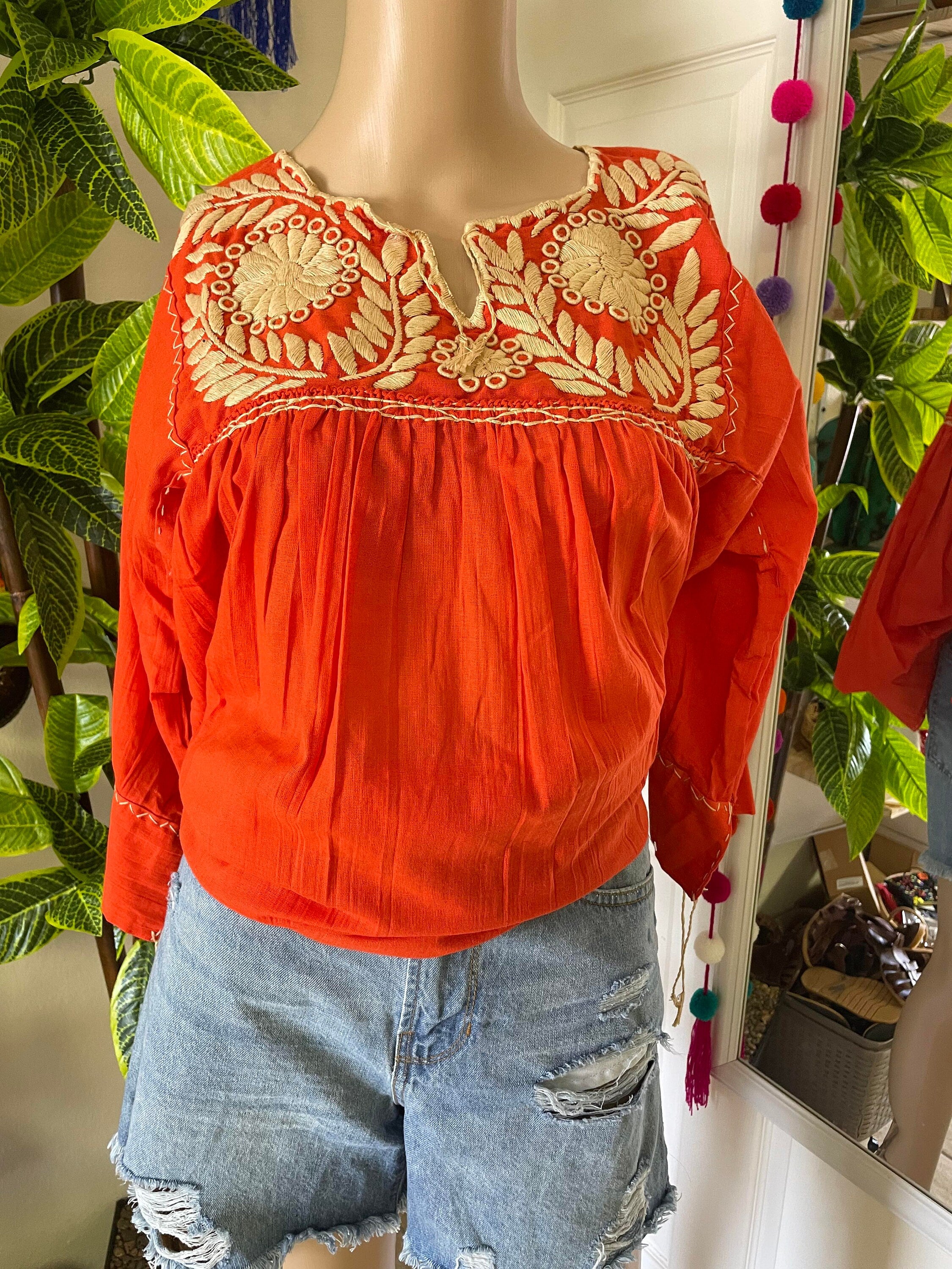 Image of Nice and Gorgeous Gauze Blouse w/Gorgeous Embroidered Flower designs