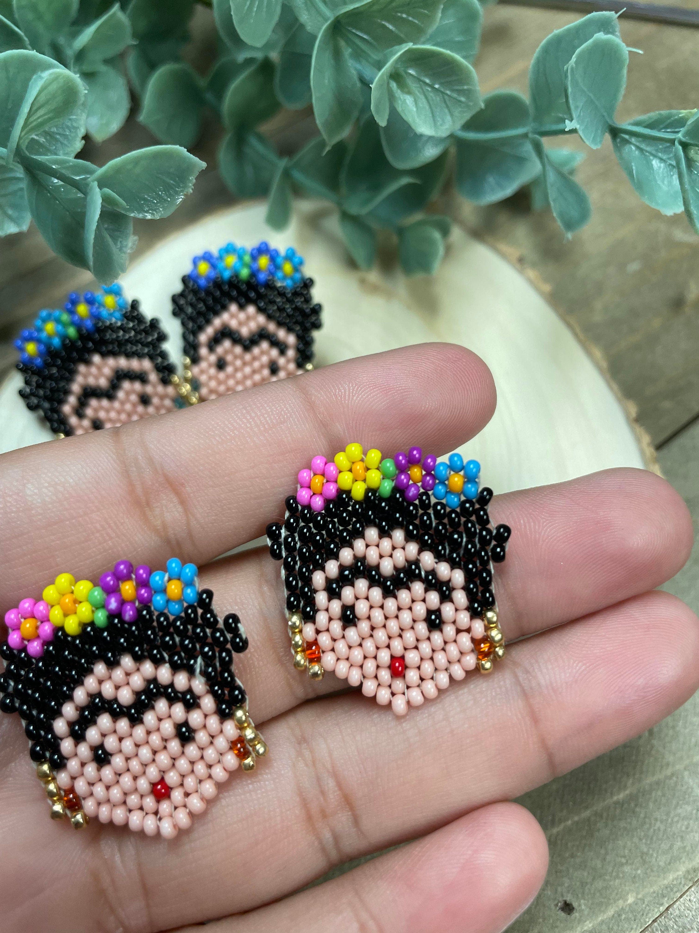 Image of Hand Beaded Mexican Earrings - Frida Kahlo Earrings - Maria Earrings