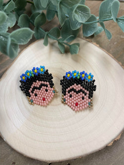 Image of Hand Beaded Mexican Earrings - Frida Kahlo Earrings - Maria Earrings