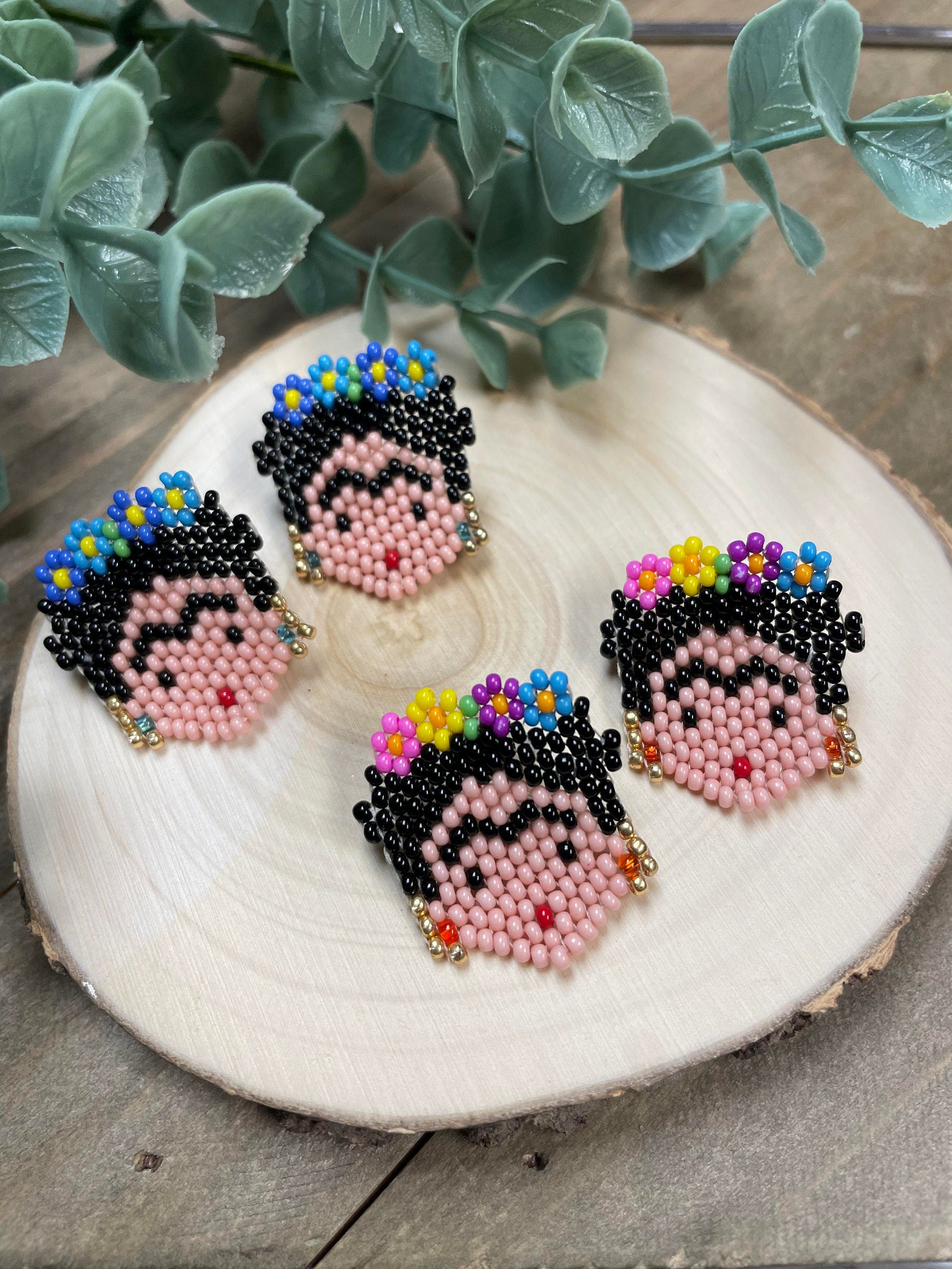 Image of Hand Beaded Mexican Earrings - Frida Kahlo Earrings - Maria Earrings
