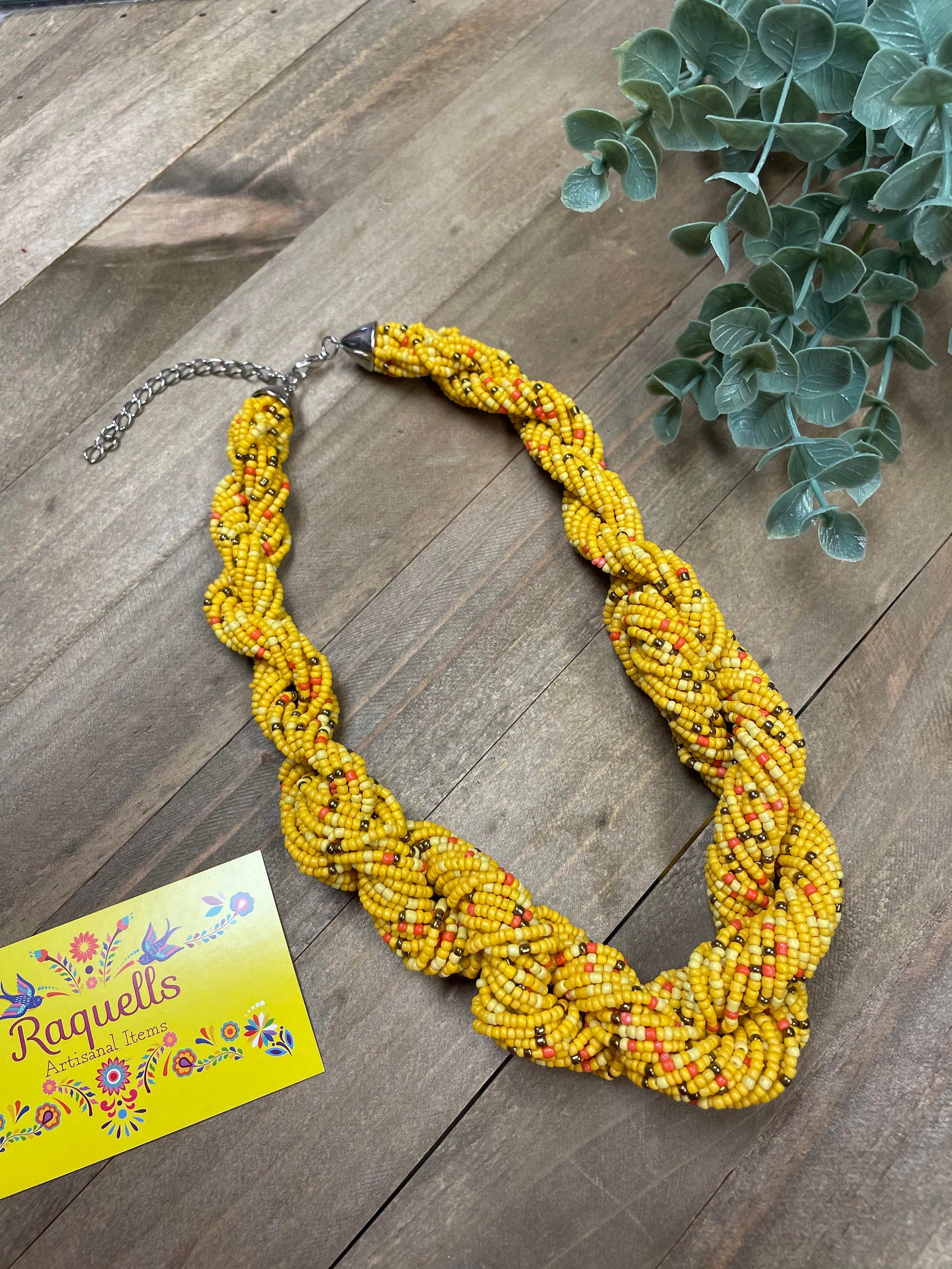 Beautiful Artisanal Mexican Beaded Jewelry - Braided Necklace - Made by our Oaxaca Artisan Partners