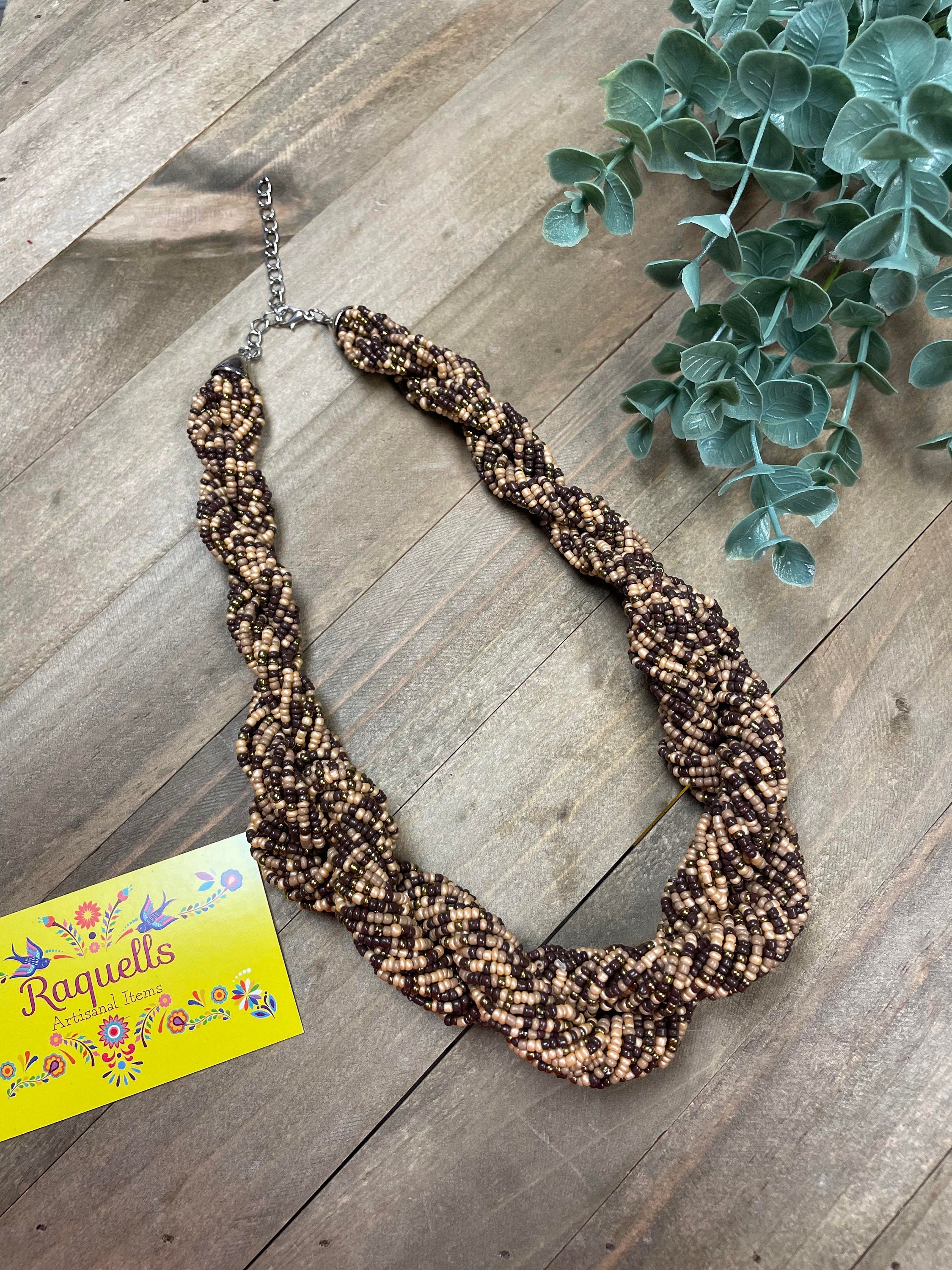 Image of Beautiful Artisanal Mexican Beaded Jewelry - Braided Necklace - Made by our Oaxaca Artisan Partners