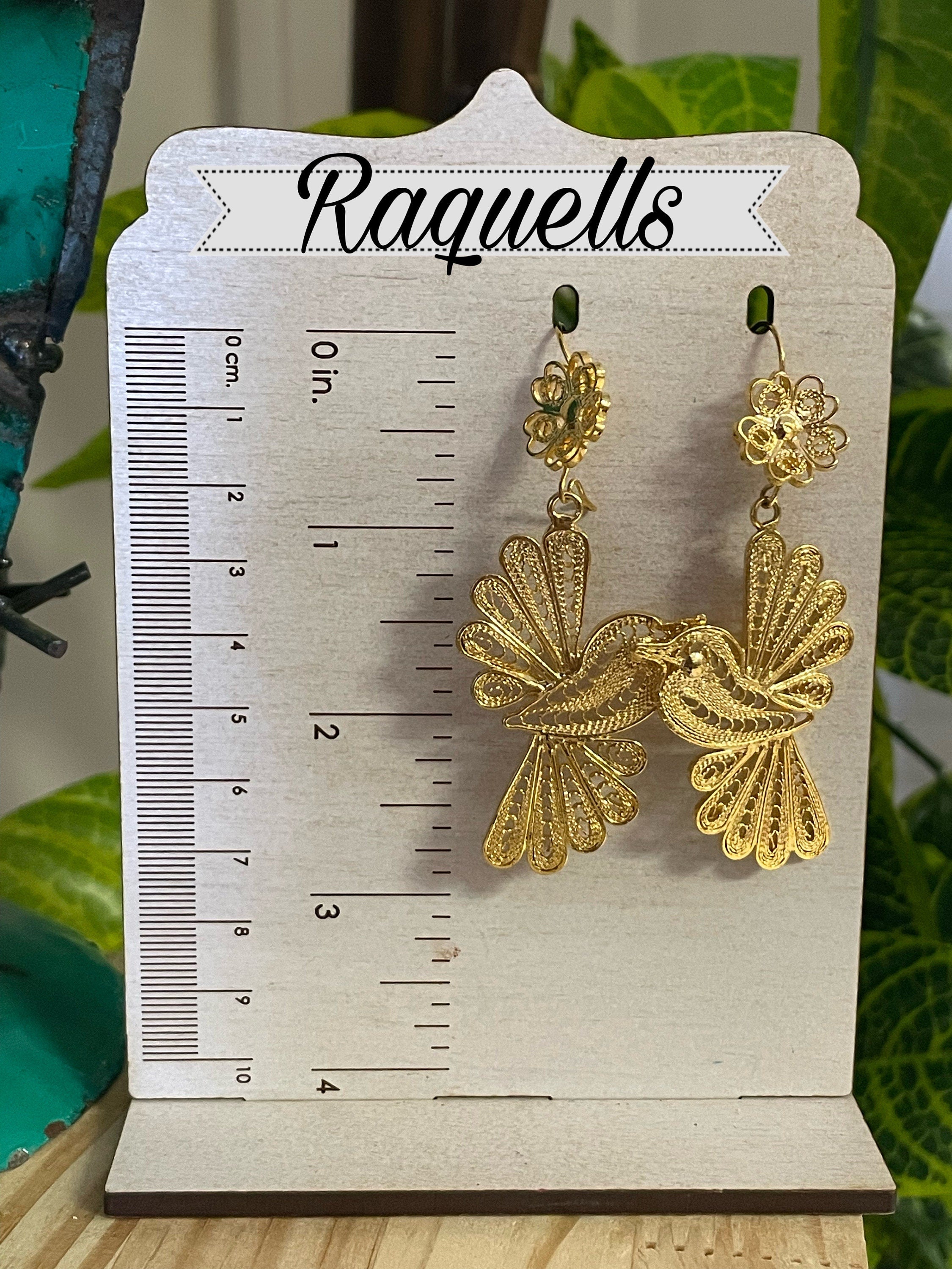 Image of Humming Bird - Mexican Artisanal Earrings - Beautiful Gold Plated Bird Folkloric Earrings made by our Oaxaca Artisan Partners