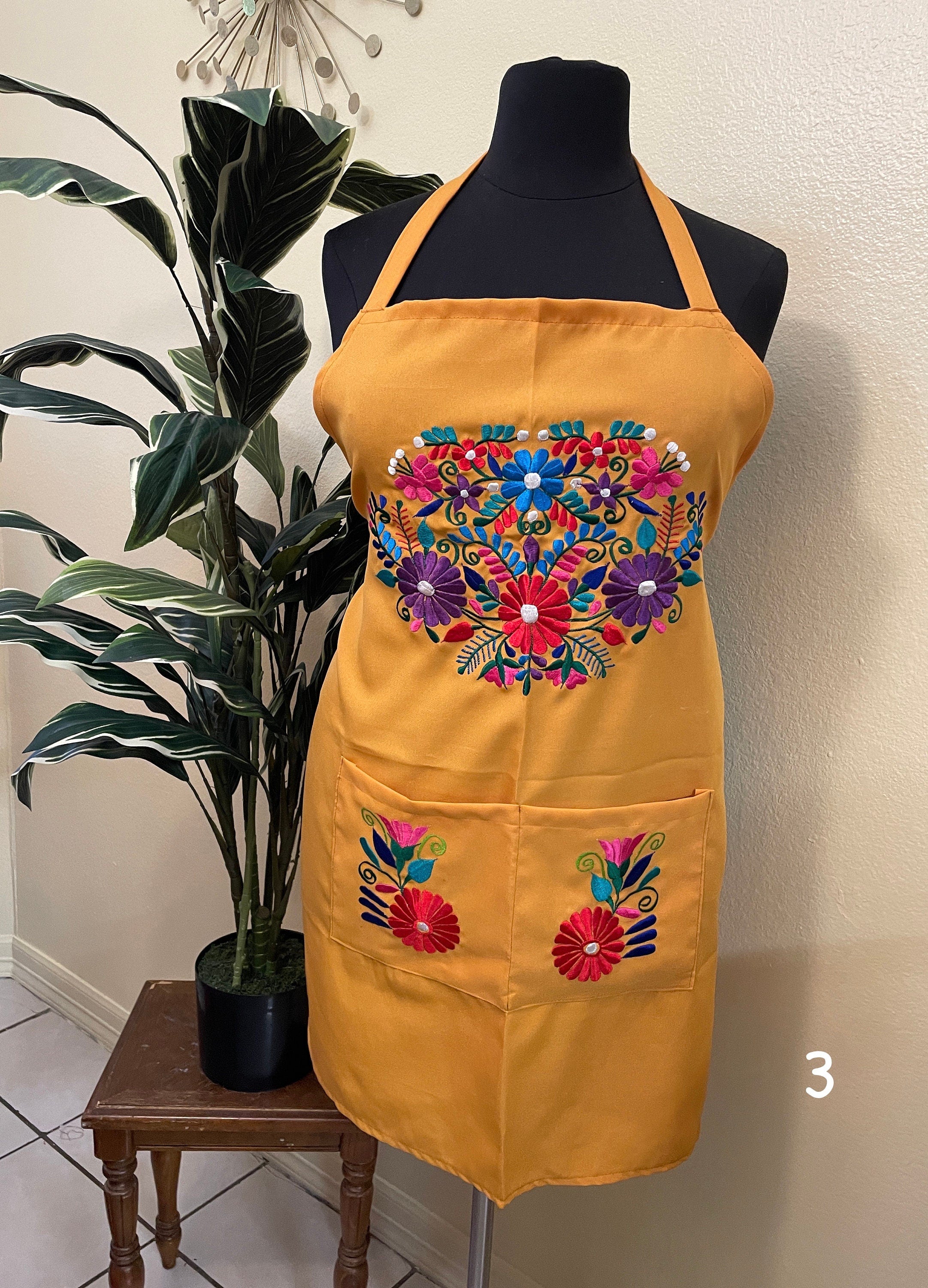 Image of PLUS SIZE - Special & Beautiful Embroidered Edition Aprons - Artisan Made Embroidered Aprons