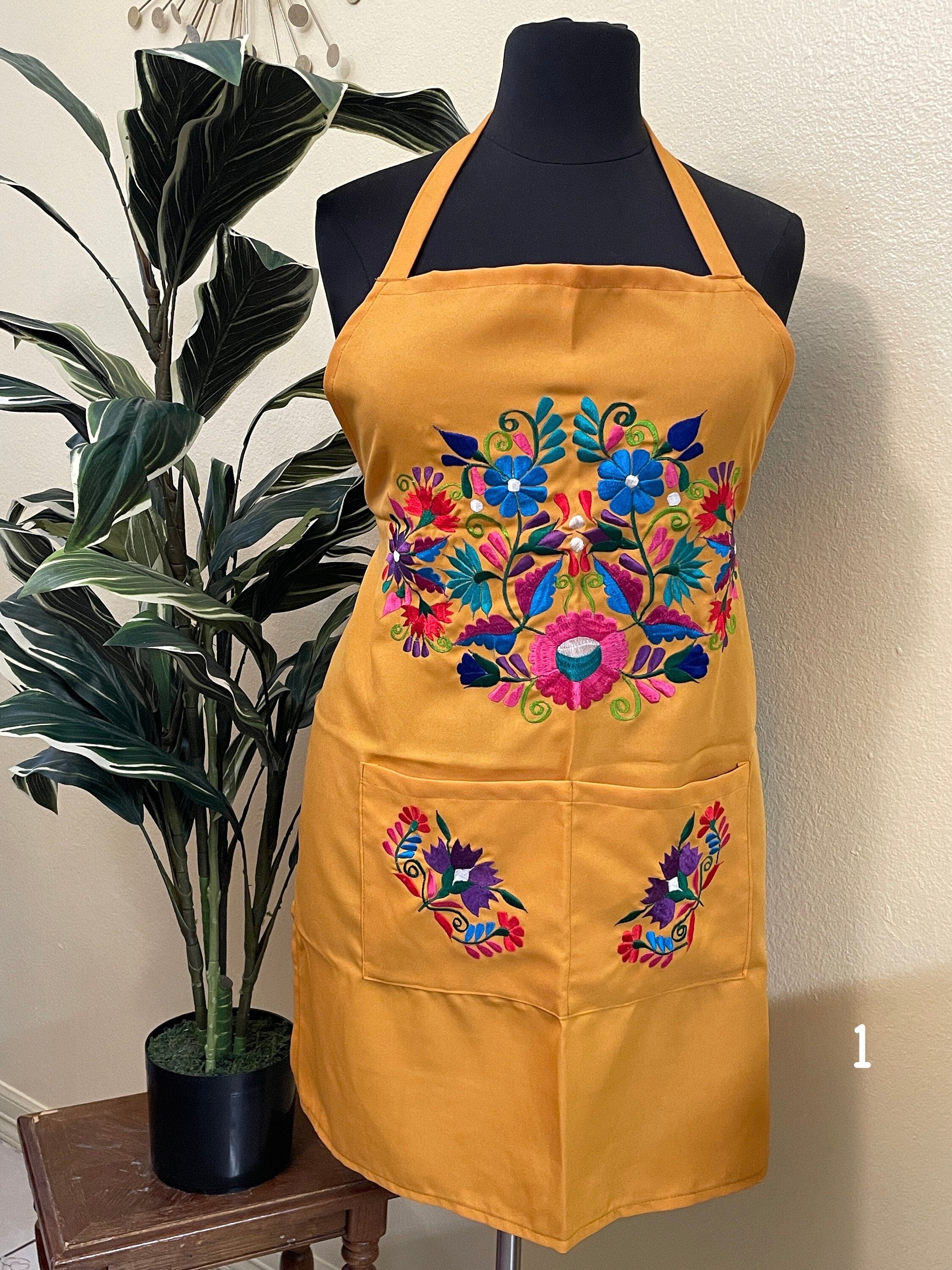 Image of PLUS SIZE - Special & Beautiful Embroidered Edition Aprons - Artisan Made Embroidered Aprons