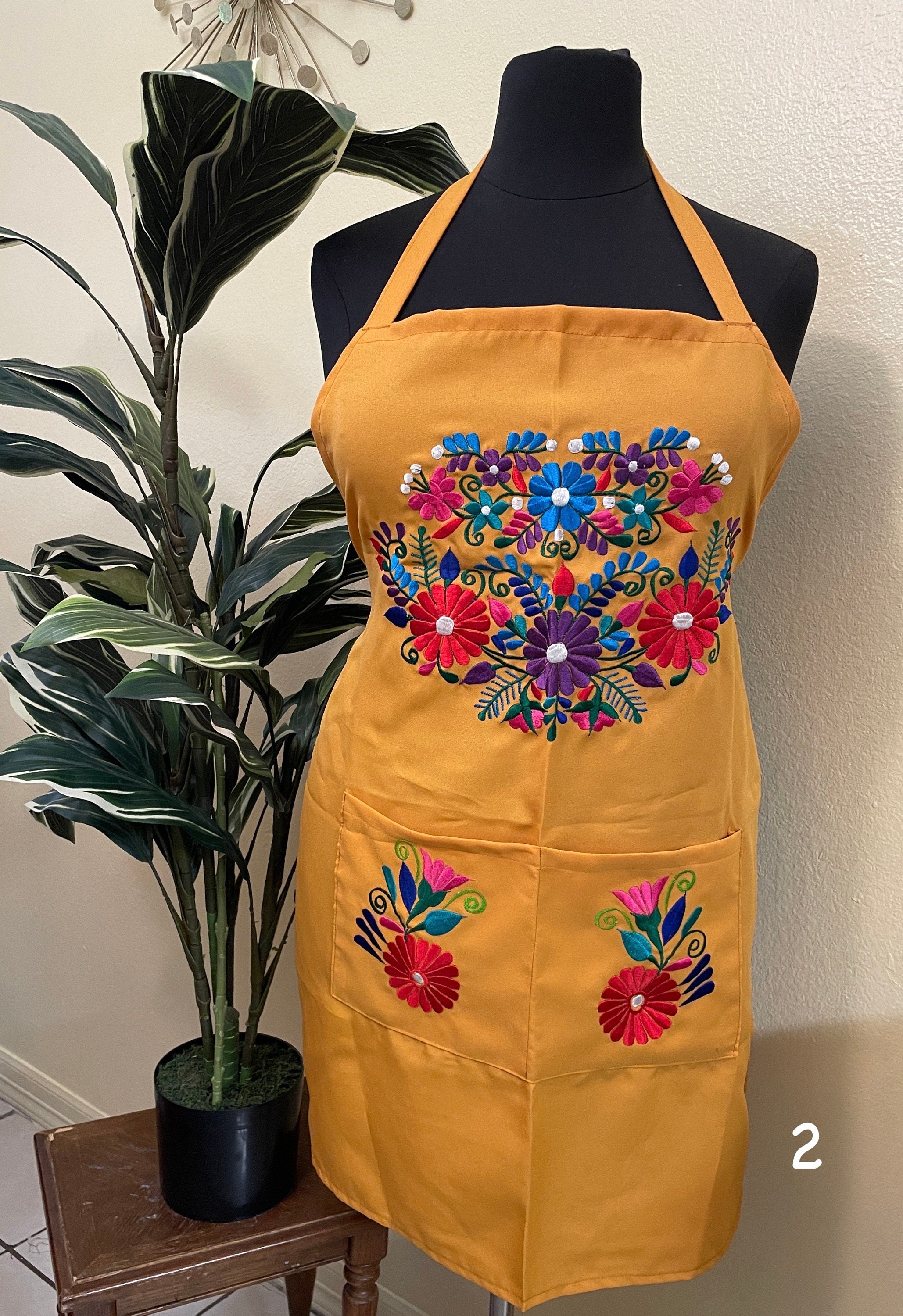 Image of PLUS SIZE - Special & Beautiful Embroidered Edition Aprons - Artisan Made Embroidered Aprons