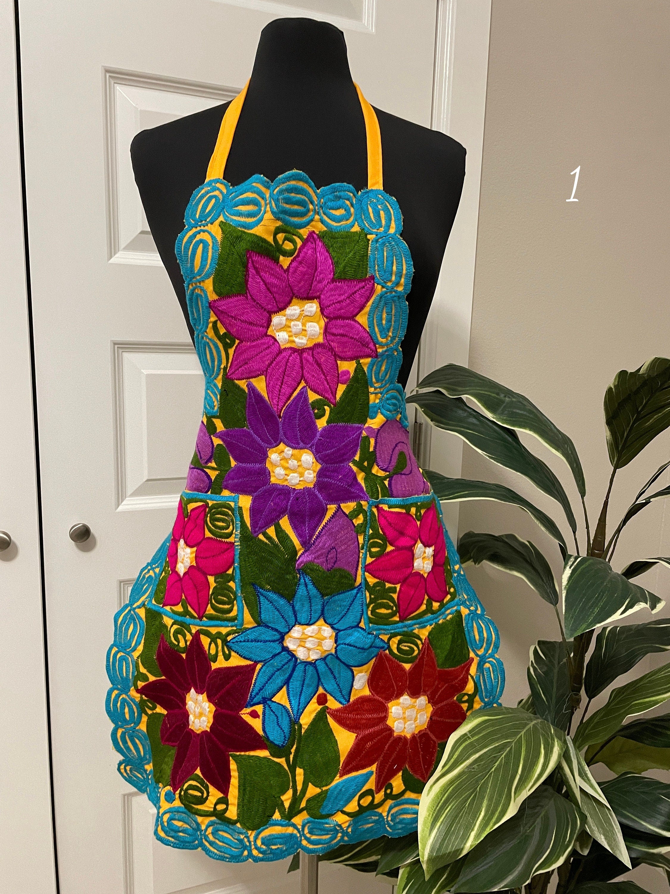 Image of Beautiful Chiapas Embroidered Apron - Artisanal Aprons