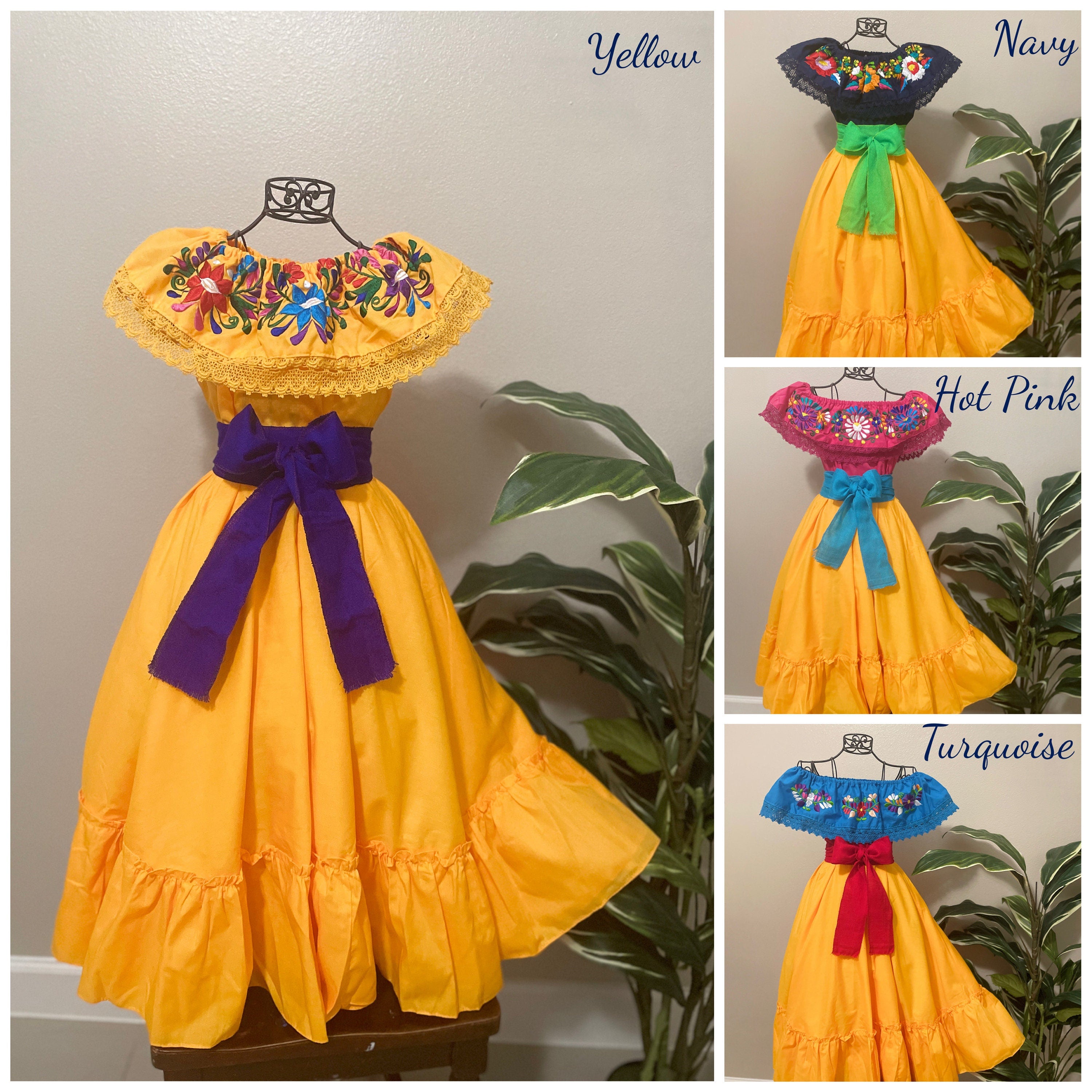 Beautiful Mexican Embroidered Blouse and Skirt Set -Traditional Girls Set - Handmade Authentic Clothing