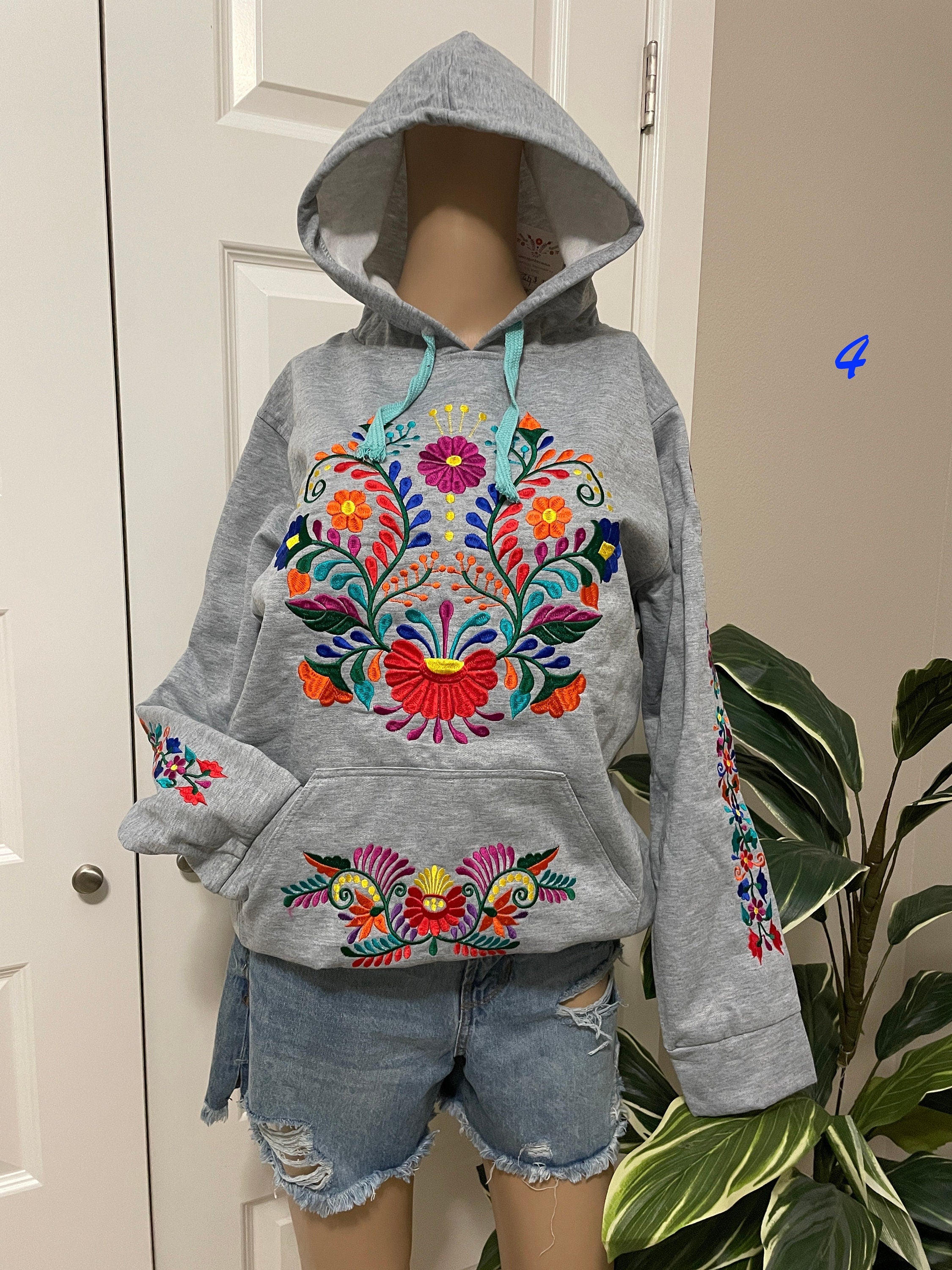 Image of Large Mexican Embroidered Pullover Sweaters - Floral Embroidered Sweaters