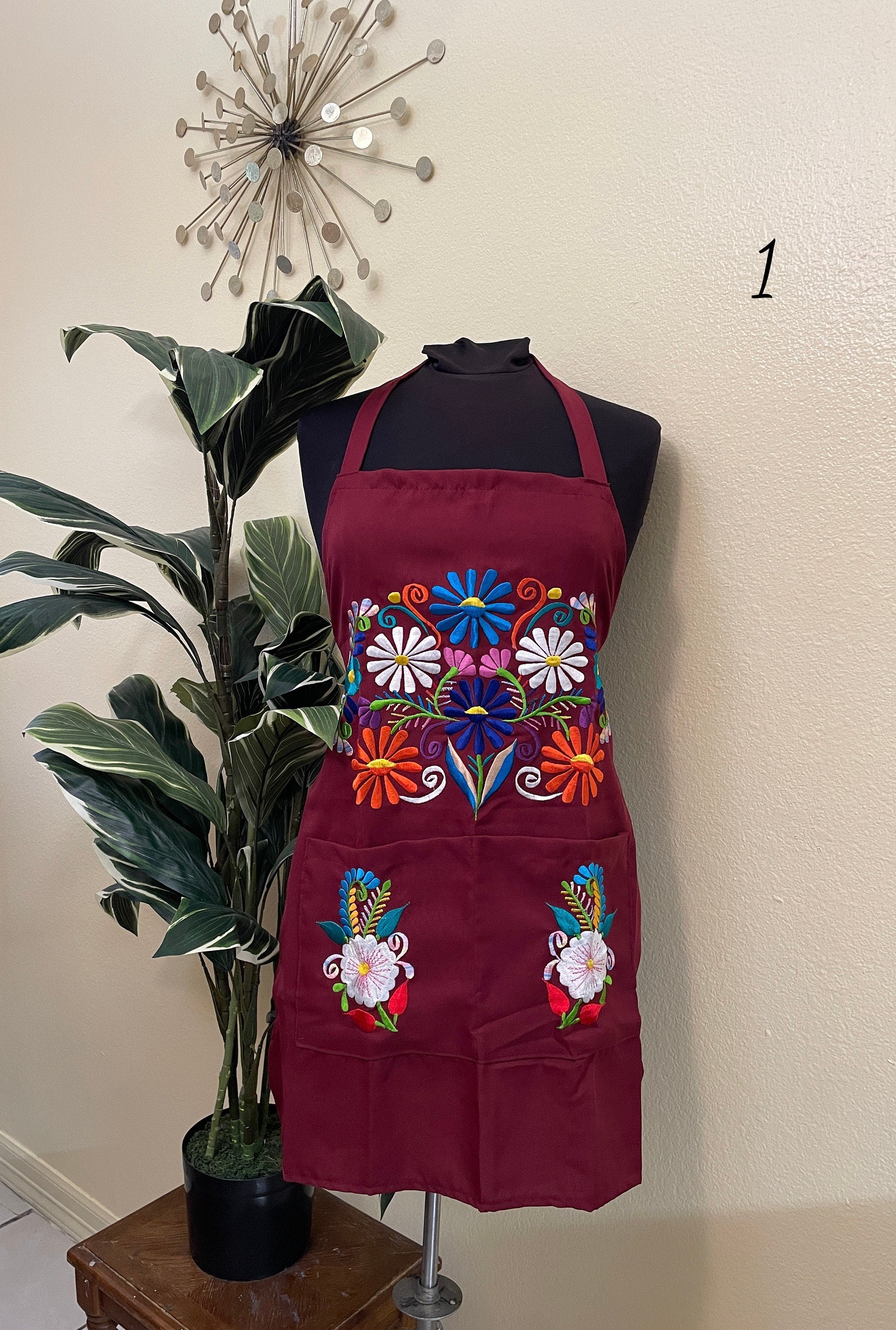 Image of WINE - Special & Beautiful Embroidered Edition Aprons - Artisan Made Embroidered Aprons