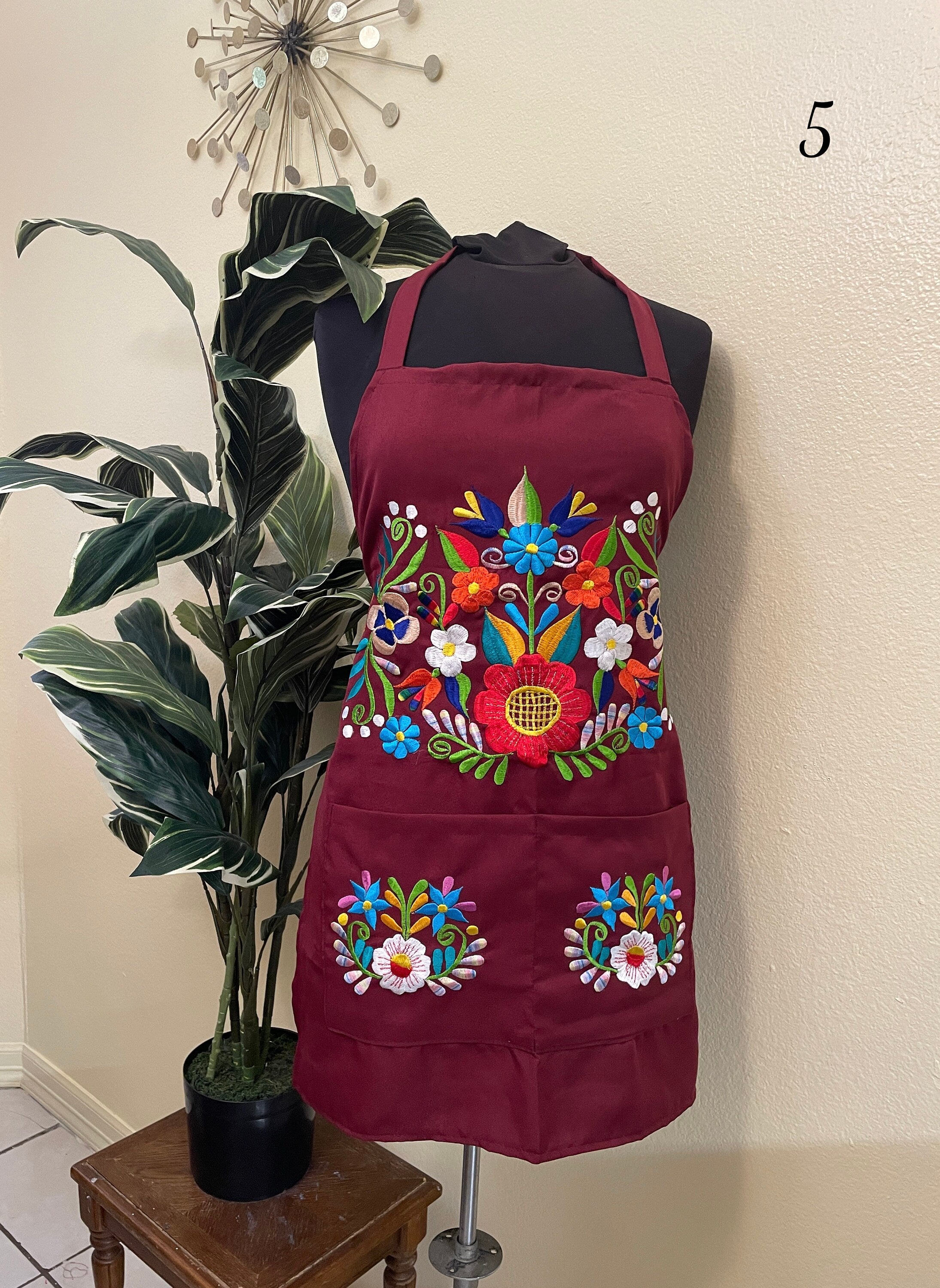 Image of WINE - Special & Beautiful Embroidered Edition Aprons - Artisan Made Embroidered Aprons