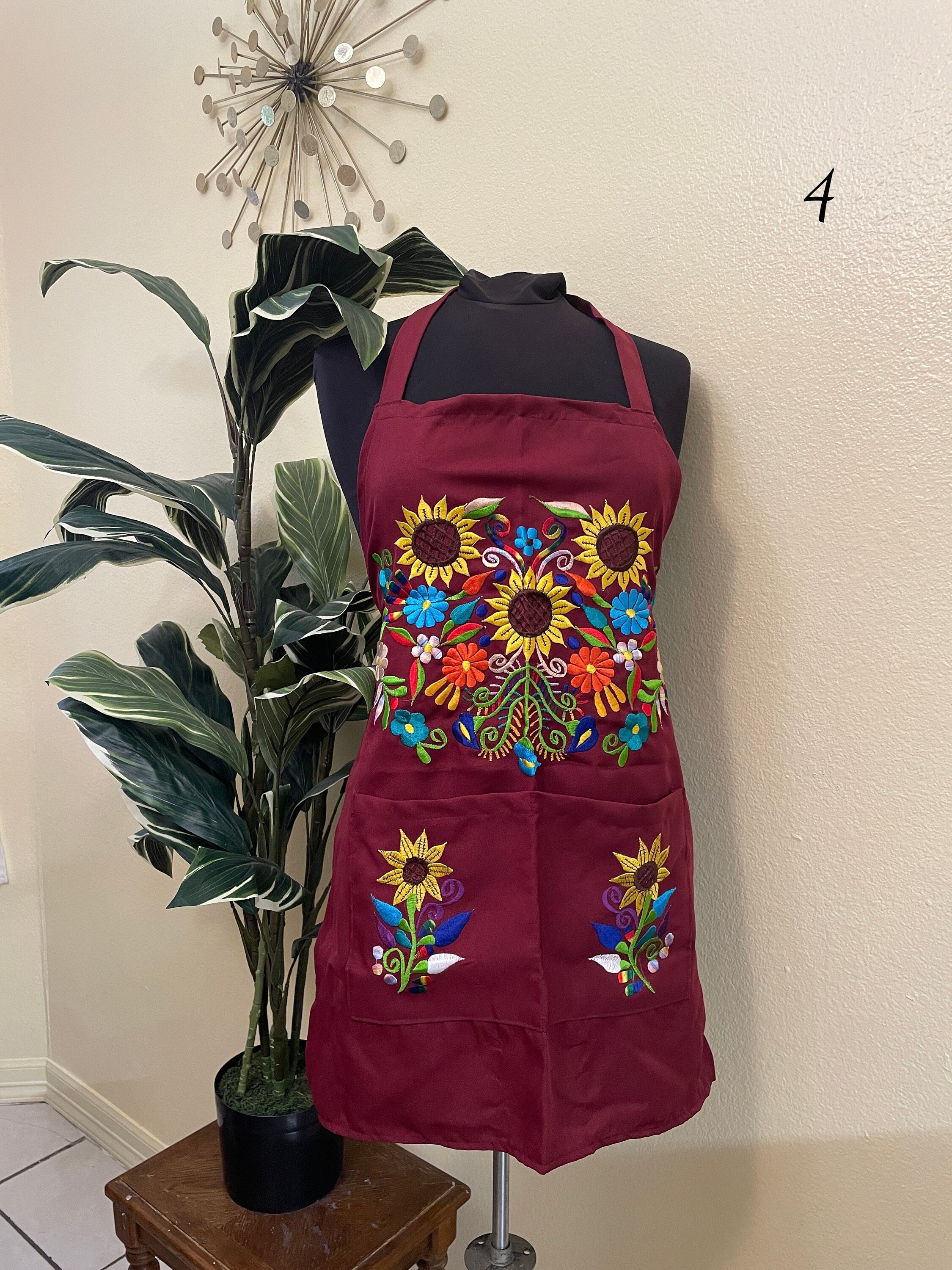 Image of WINE - Special & Beautiful Embroidered Edition Aprons - Artisan Made Embroidered Aprons