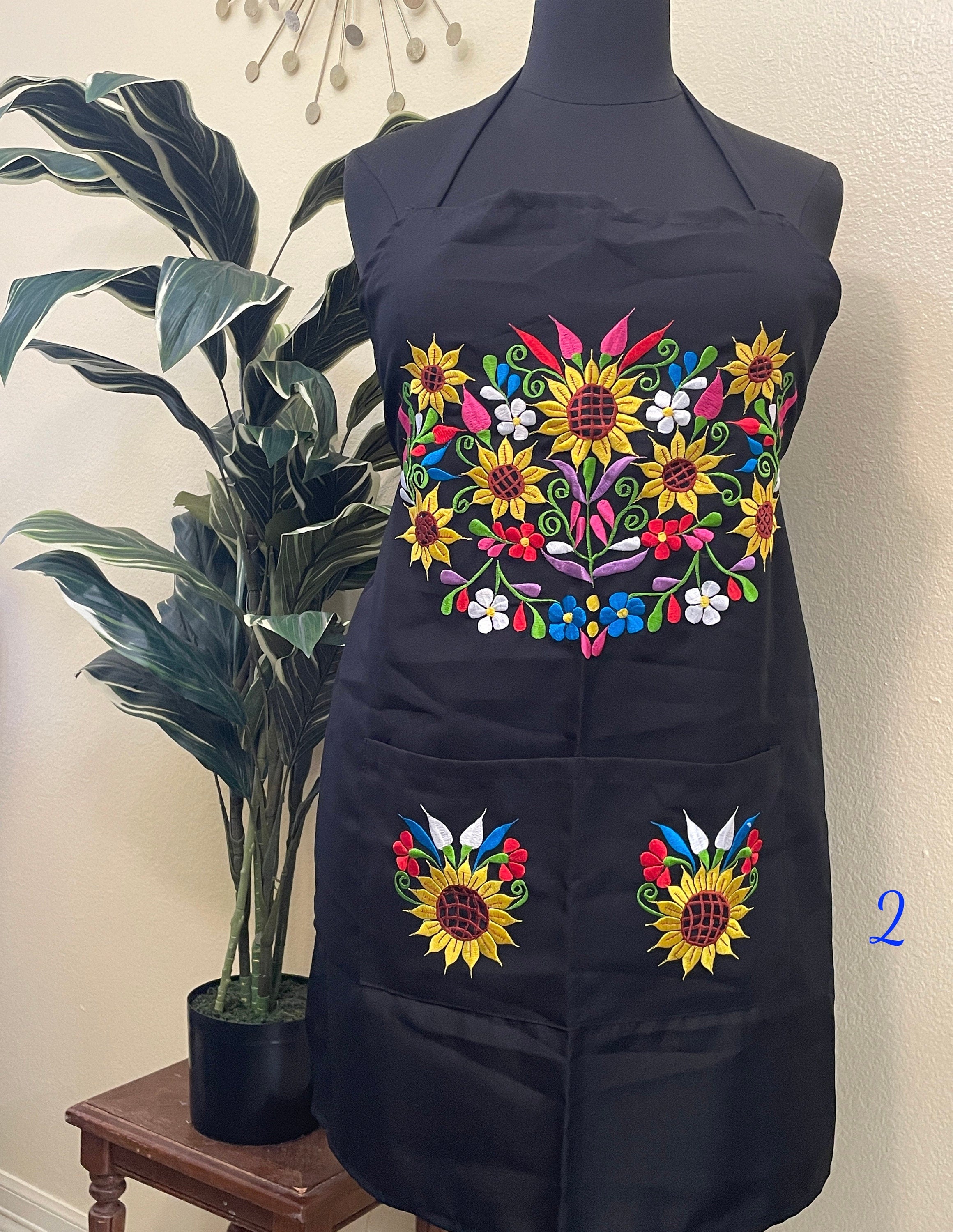 Image of Stylish Plus Size Embroidered Aprons - Handmade Kitchen Fashion for Big & Beautiful