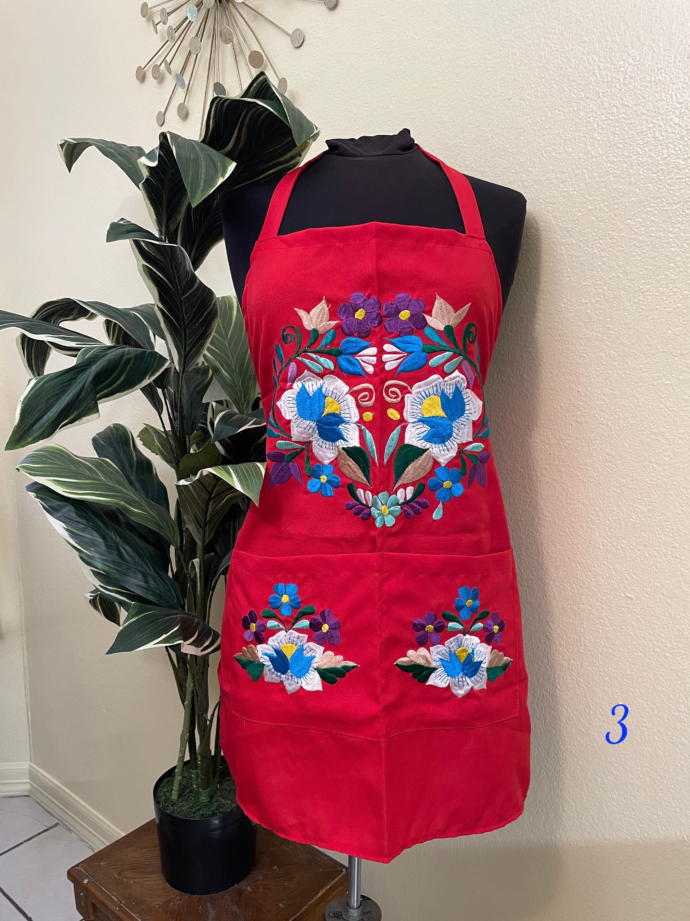 Image of RED Special & Beautiful Embroidered Edition Aprons - Artisan Made Embroidered Aprons