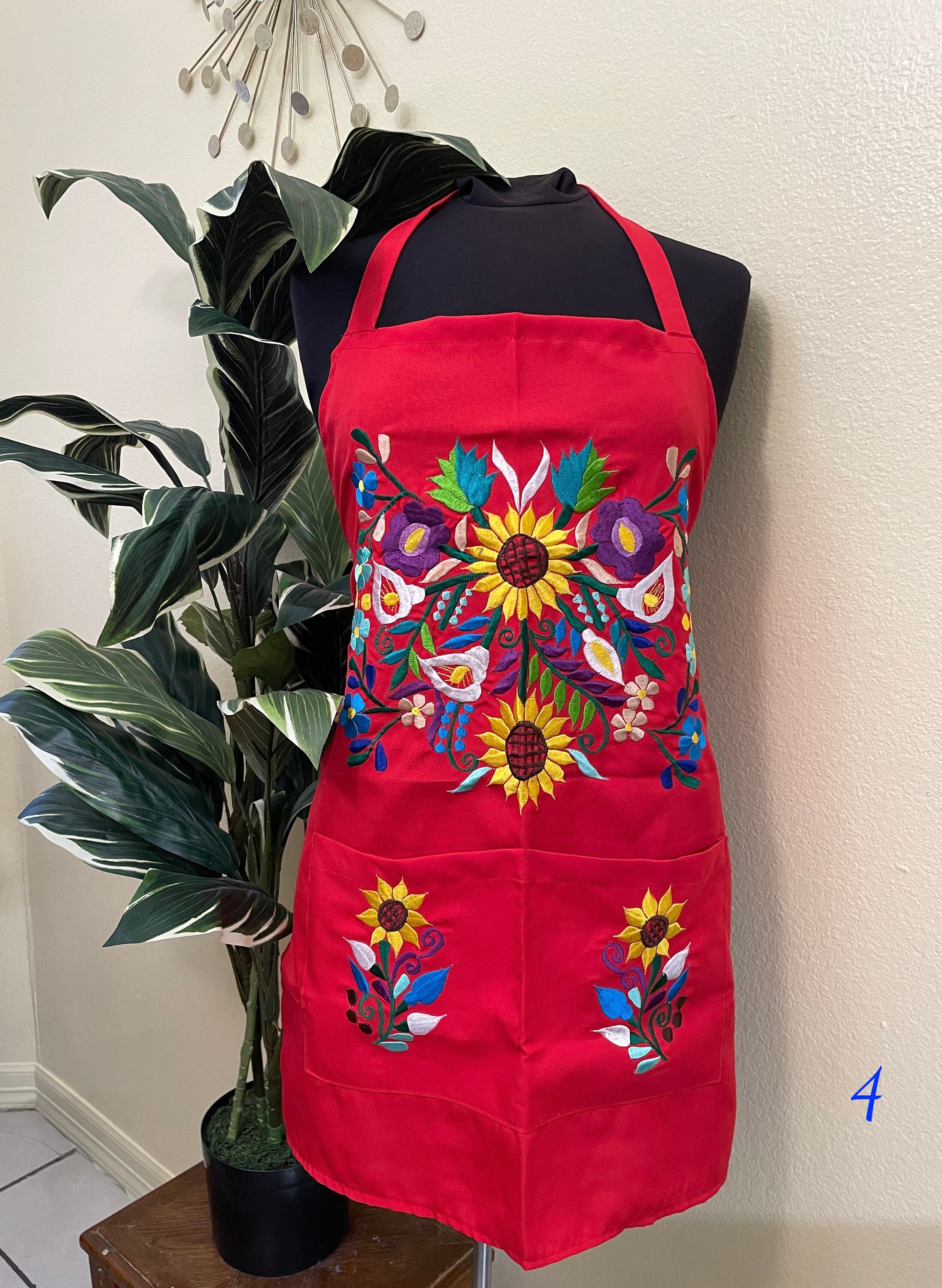 Image of RED Special & Beautiful Embroidered Edition Aprons - Artisan Made Embroidered Aprons