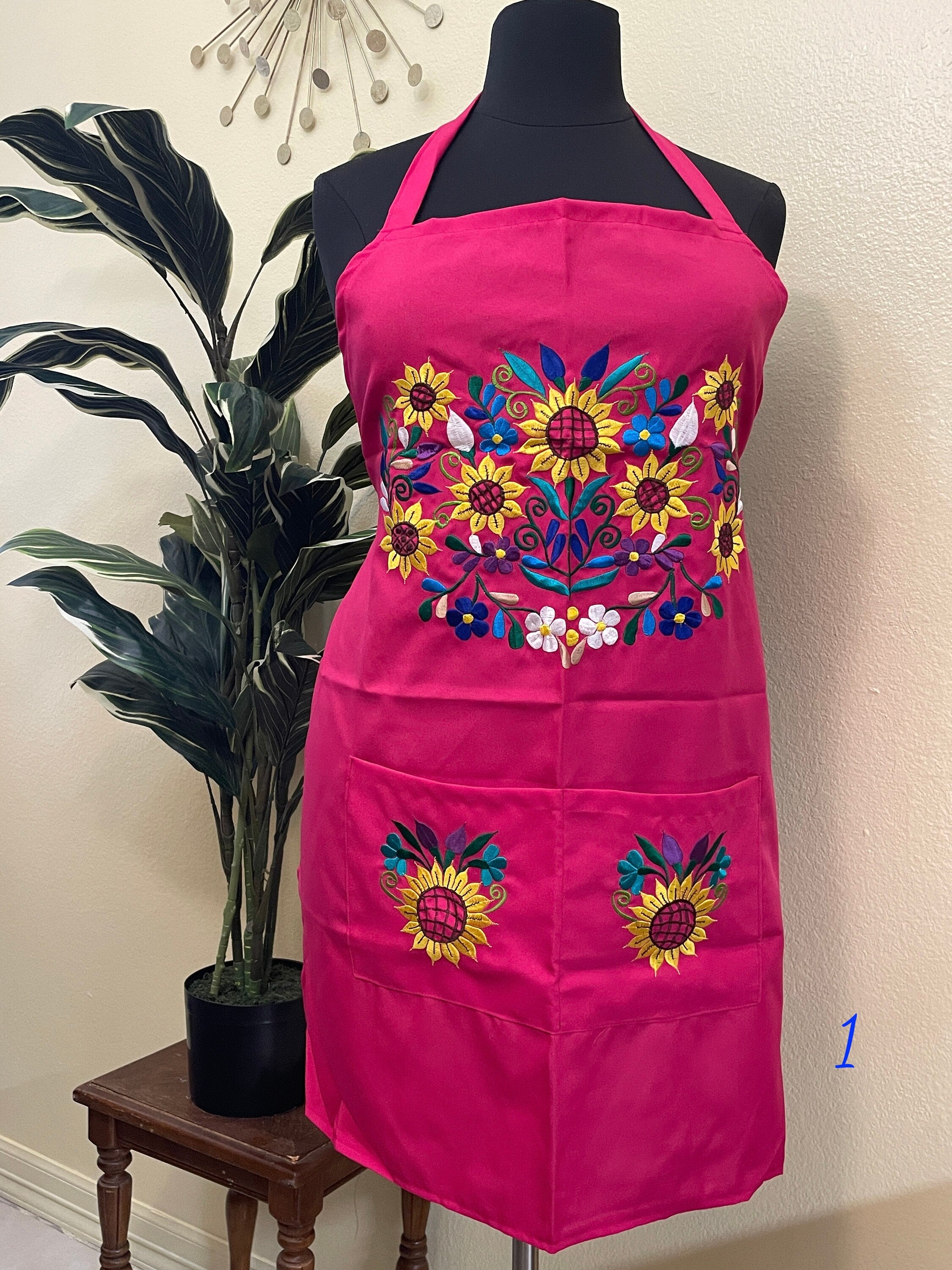 Image of PLUS SIZE - Special & Beautiful Embroidered Edition Aprons - Artisan Made Embroidered Aprons