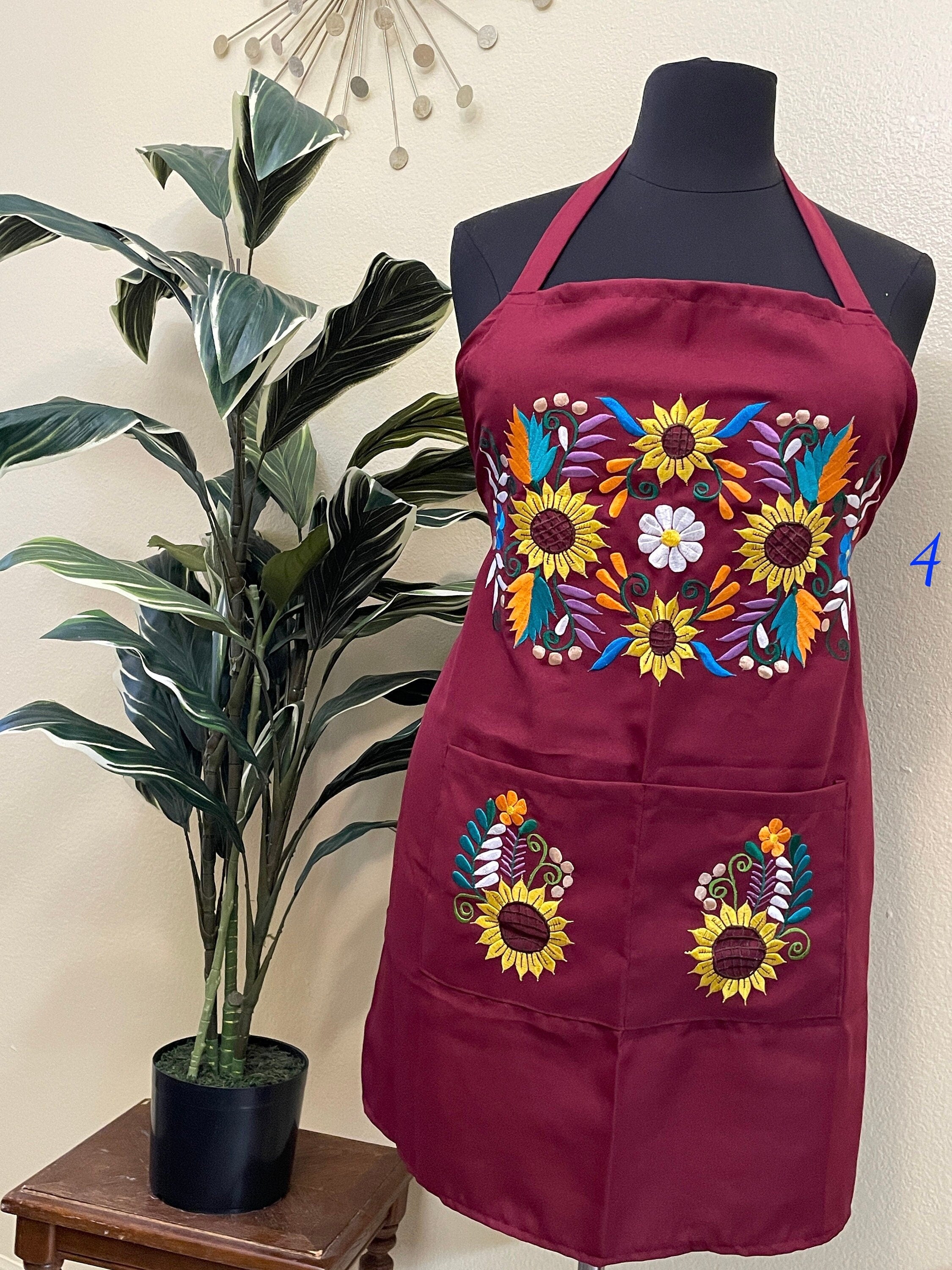 Image of PLUS SIZE - Special & Beautiful Embroidered Edition Aprons - Artisan Made Embroidered Aprons