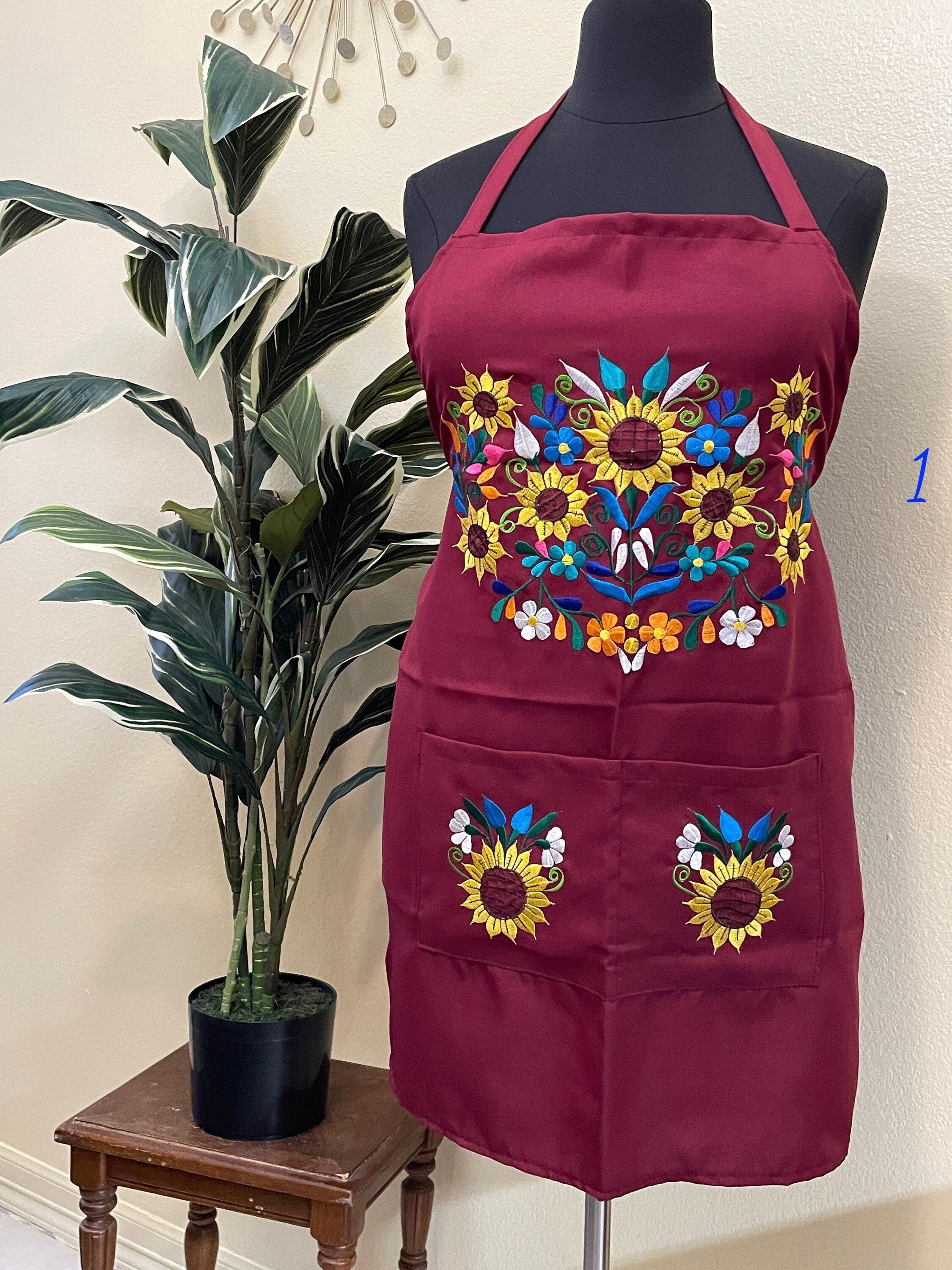 Image of PLUS SIZE - Special & Beautiful Embroidered Edition Aprons - Artisan Made Embroidered Aprons