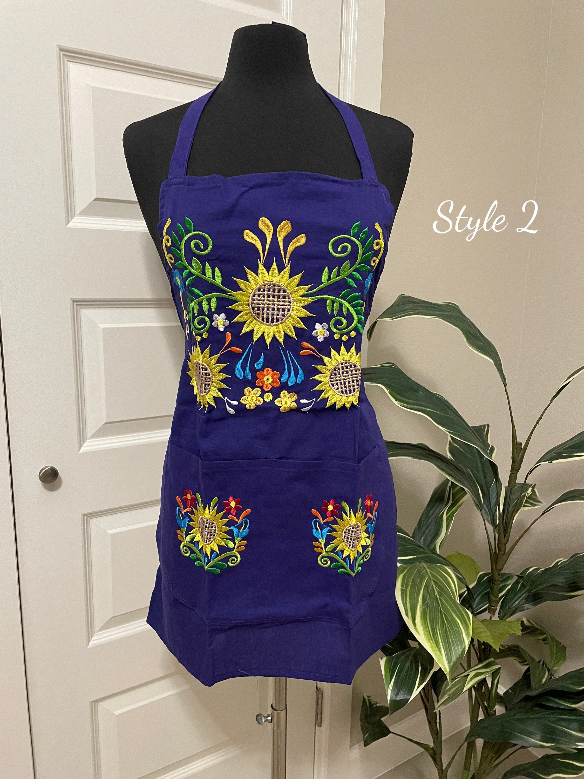 Image of Unique Purple Embroidered Aprons - Handcrafted Artisan Kitchen Aprons