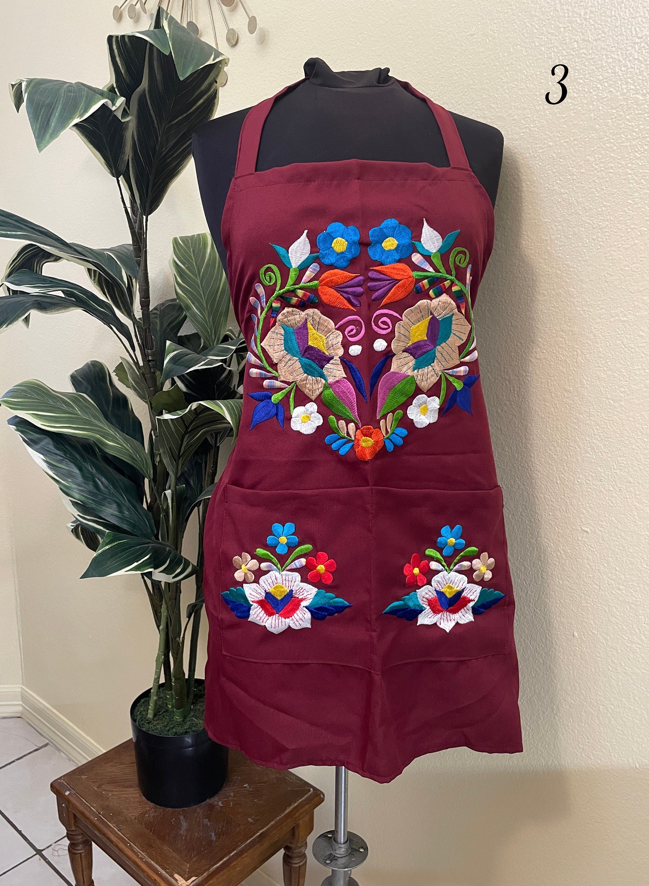 Image of WINE - Special & Beautiful Embroidered Edition Aprons - Artisan Made Embroidered Aprons