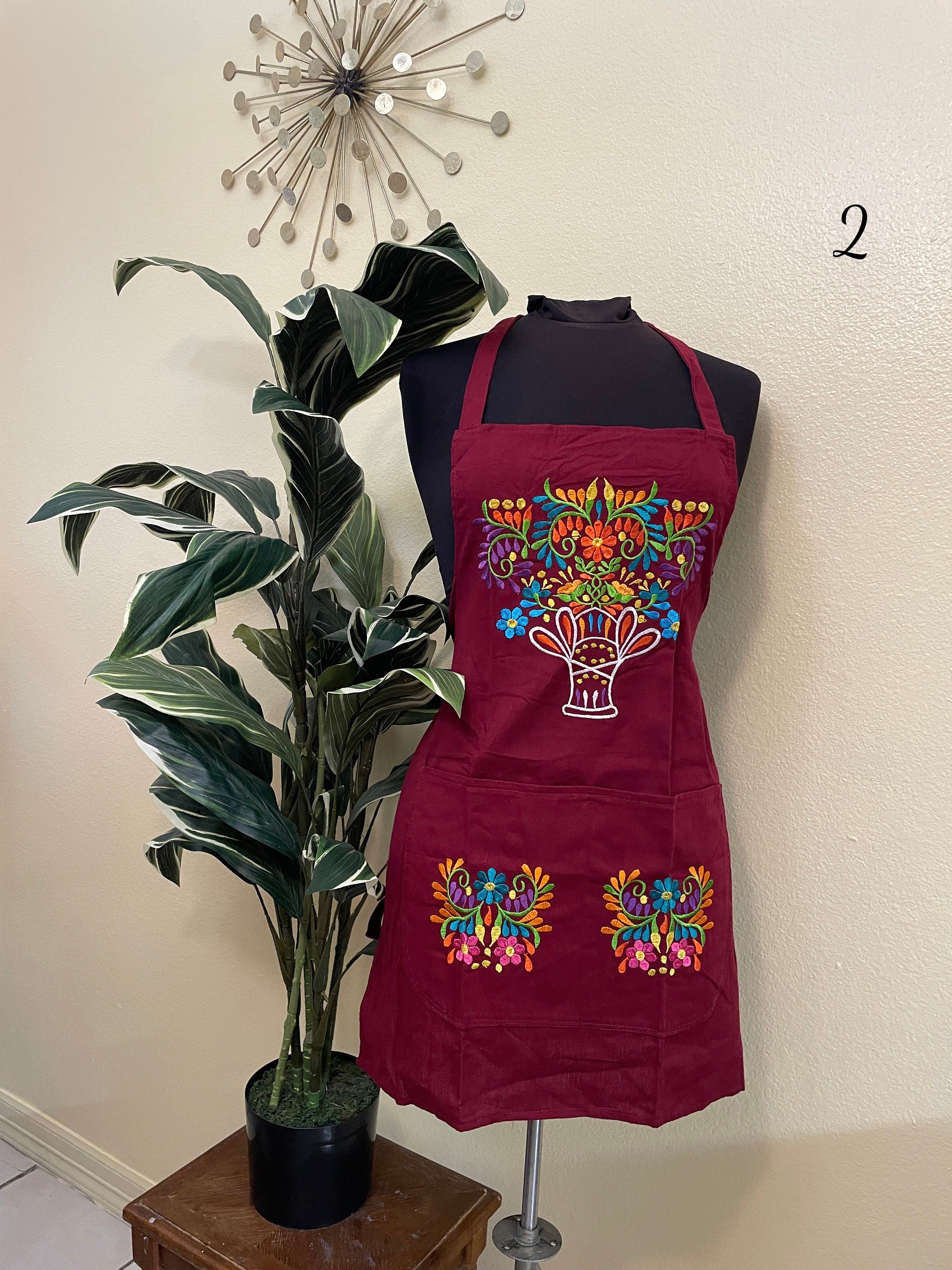 Image of WINE - Special & Beautiful Embroidered Edition Aprons - Artisan Made Embroidered Aprons