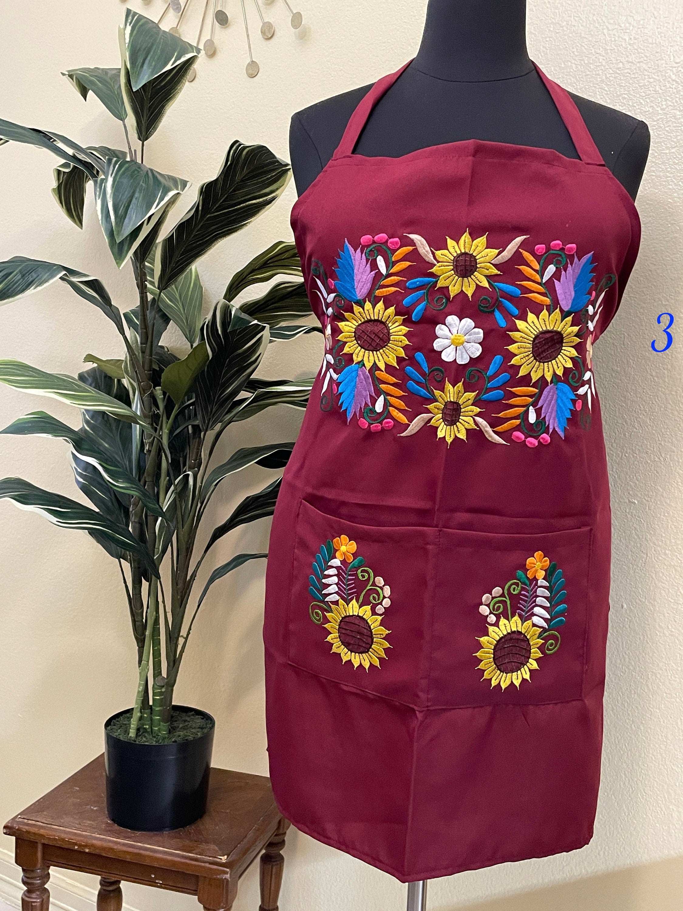 Image of PLUS SIZE - Special & Beautiful Embroidered Edition Aprons - Artisan Made Embroidered Aprons