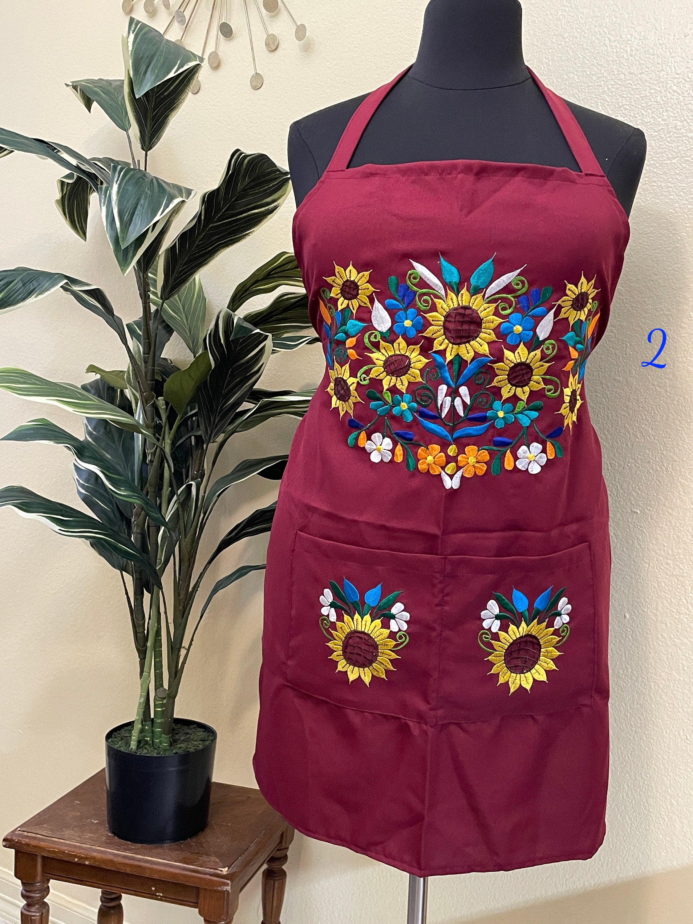 Image of PLUS SIZE - Special & Beautiful Embroidered Edition Aprons - Artisan Made Embroidered Aprons