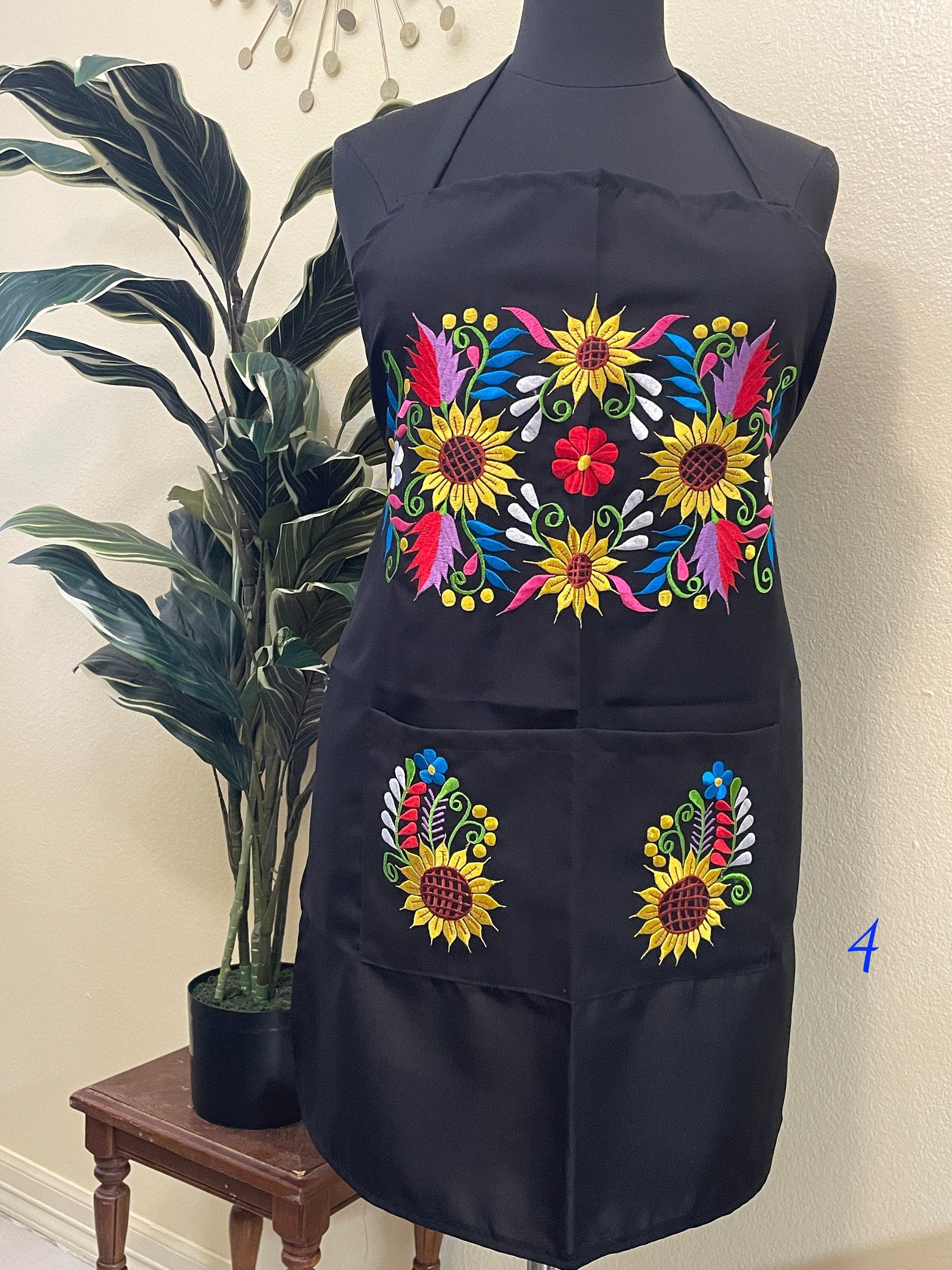 Image of Stylish Plus Size Embroidered Aprons - Handmade Kitchen Fashion for Big & Beautiful