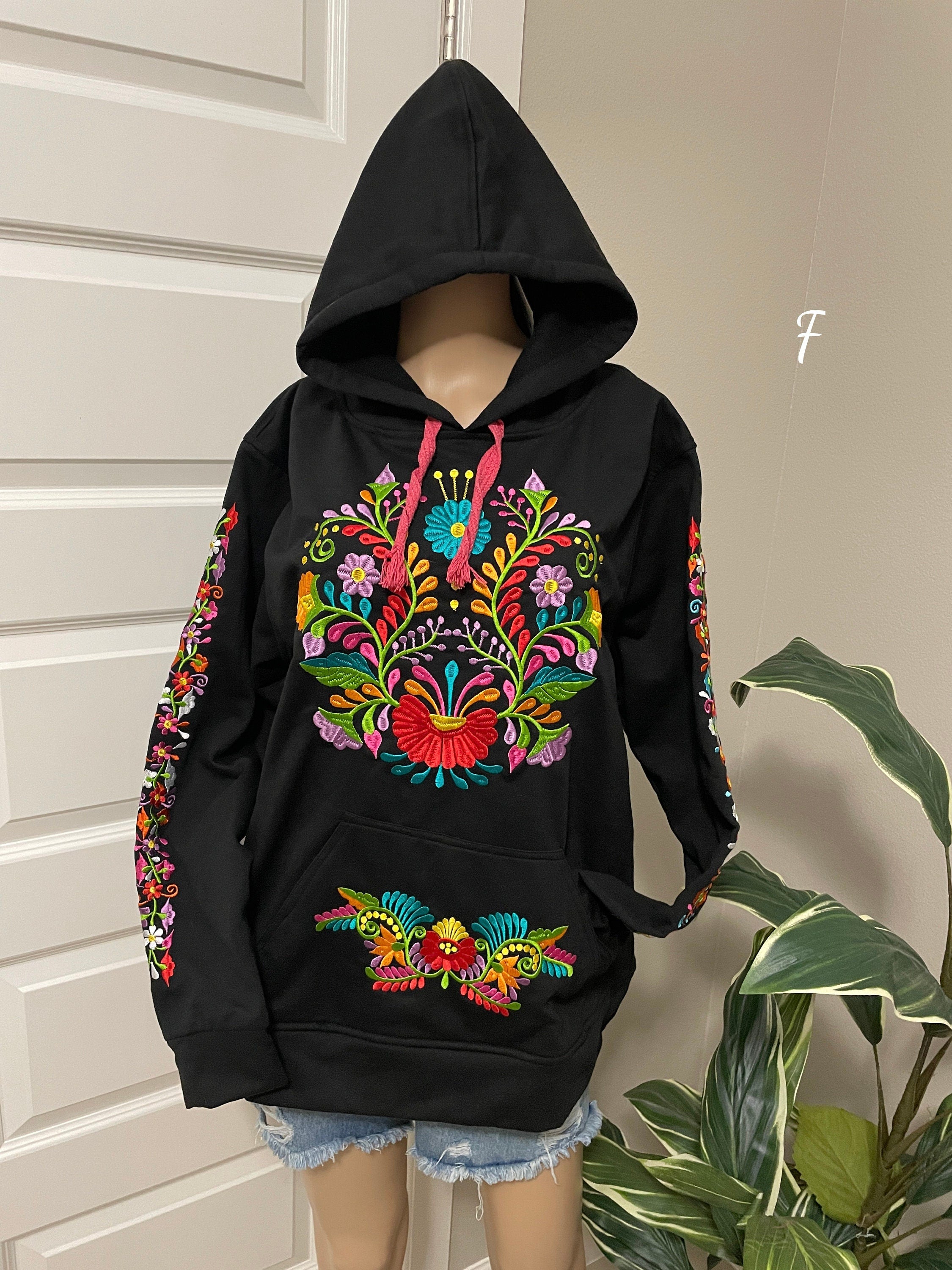 Image of Medium size - Mexican Embroidered Pullover Sweaters - Floral Embroidered Sweaters