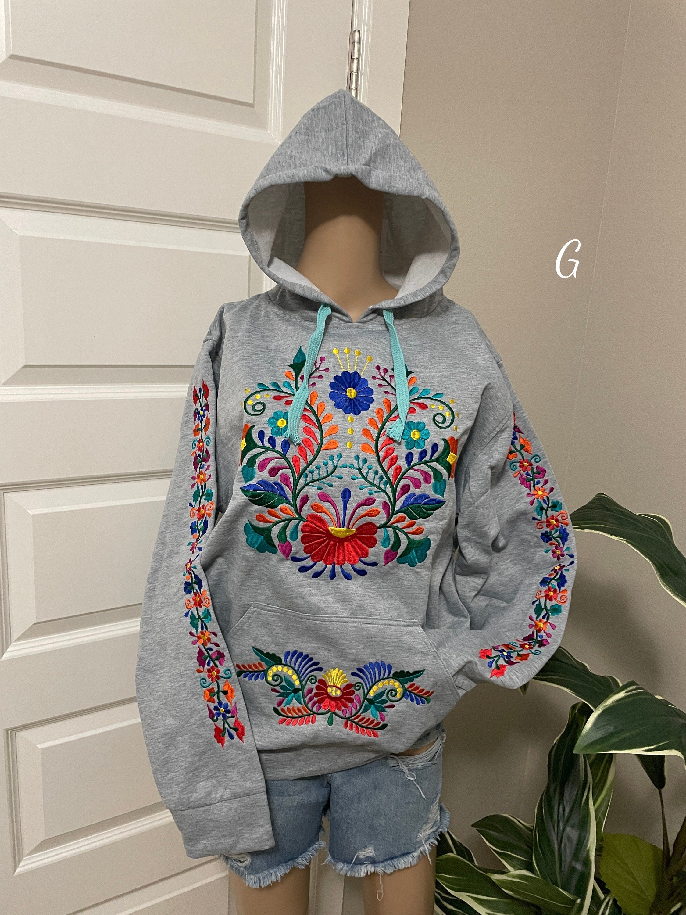 Image of Medium size - Mexican Embroidered Pullover Sweaters - Floral Embroidered Sweaters