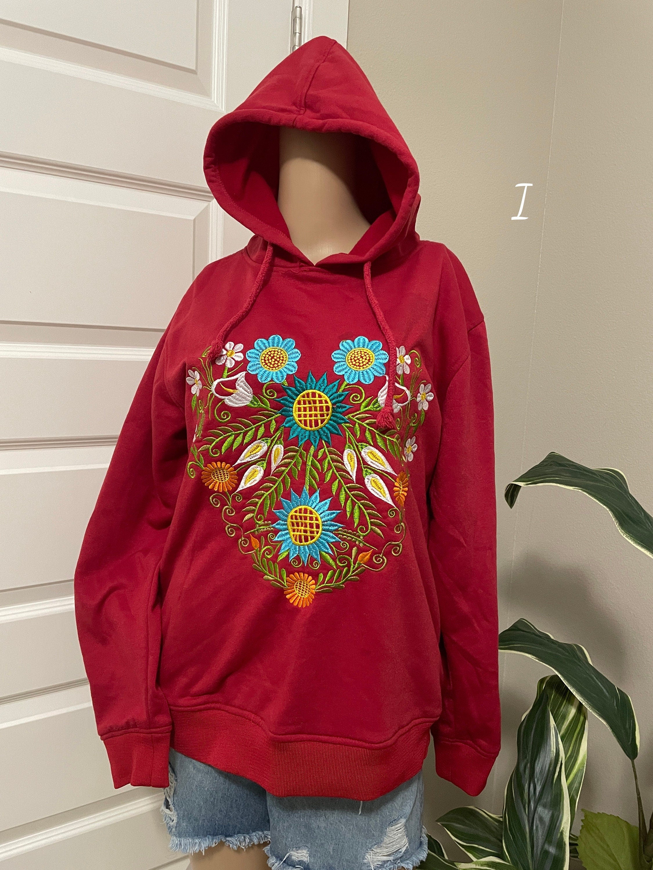 Medium size - Mexican Embroidered Pullover Sweaters - Floral Embroidered Sweaters